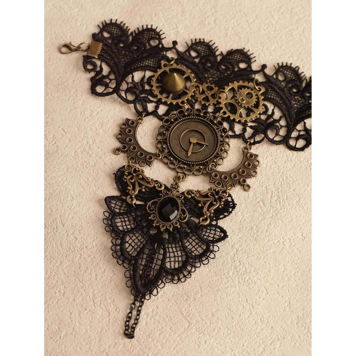 Guantes Sin Dedos Góticos Vintage Steampunk Sacina - Florales