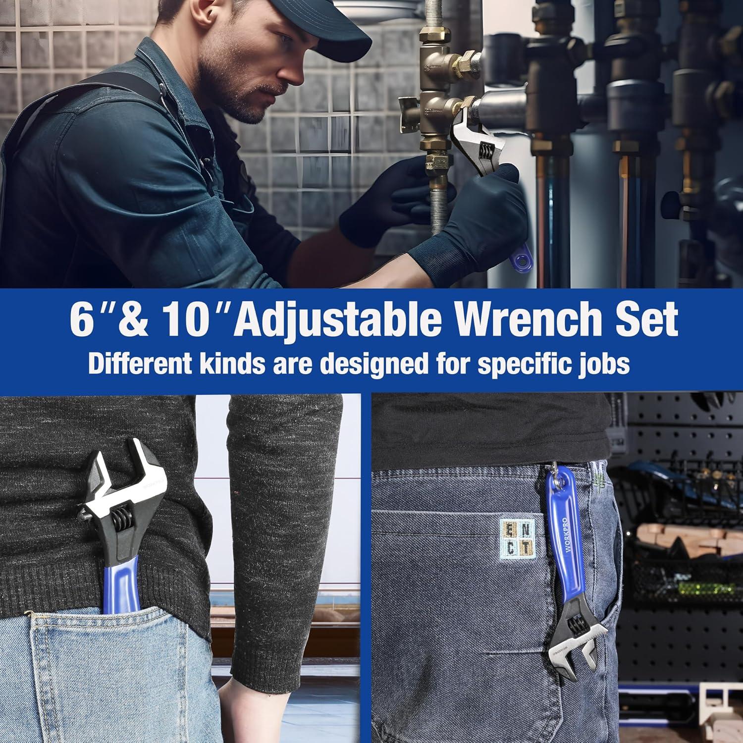 Set de Llaves Ajustables WORKPRO 2 Piezas 15 y 25 cm