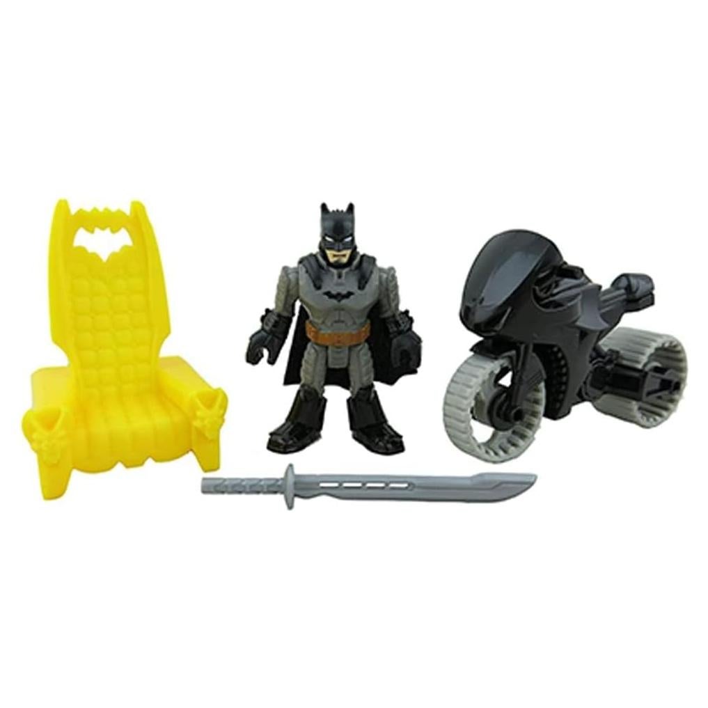 Piezas de Repuesto Fisher-Price Imaginext FMX63 - Figura Wayne, Bat Ciclo, Espada y Trono