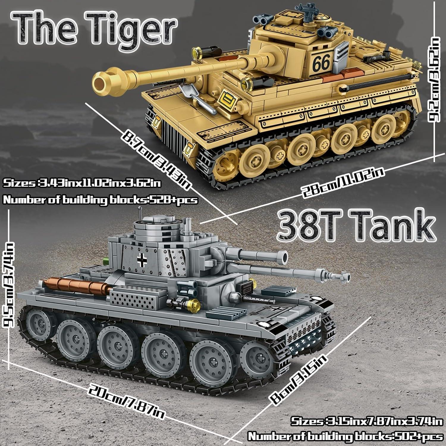 Juego de Construcción de Tanques Tigre I y 38(t) ZSFHJAZKTZKX