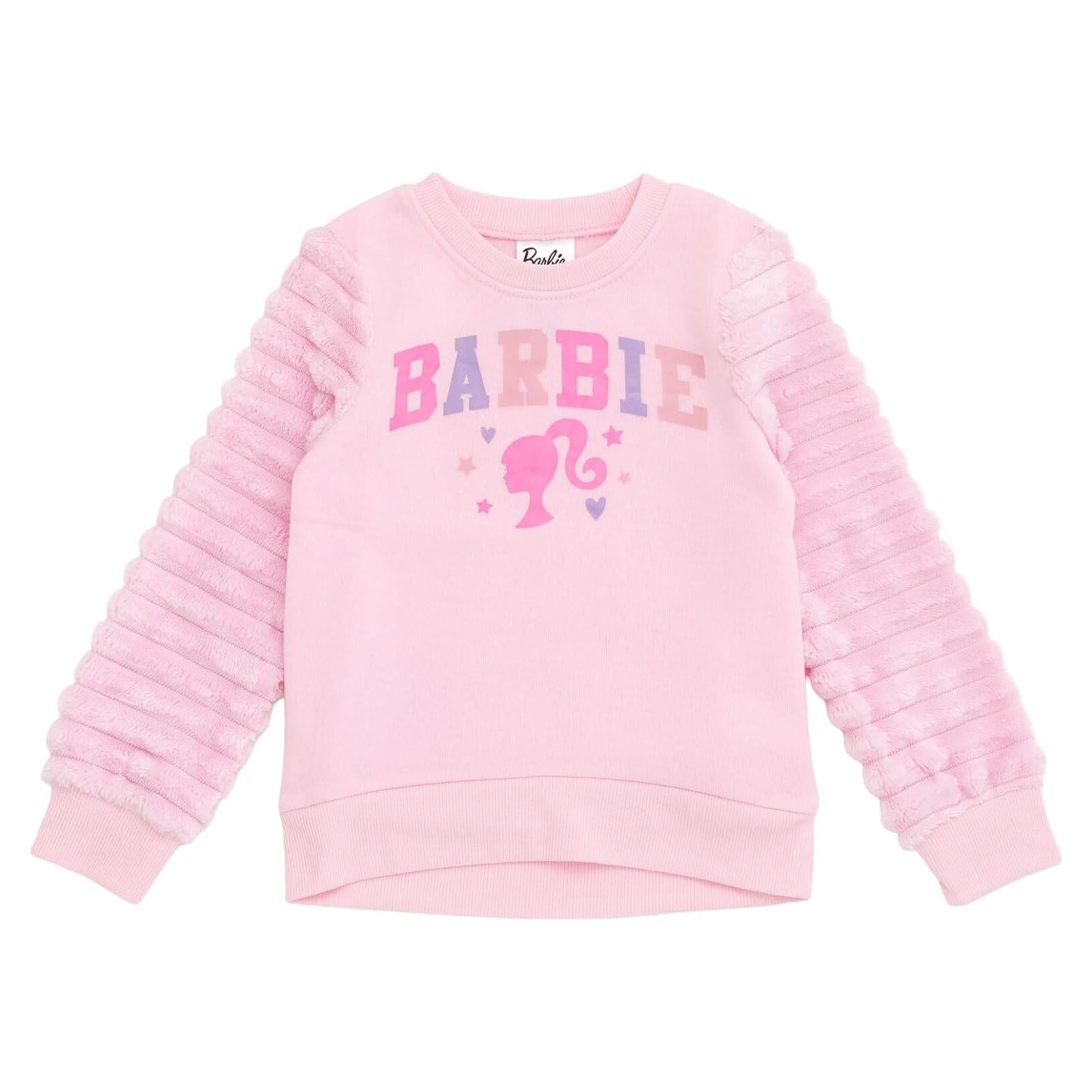 Sudadera de felpa para niñas Barbie con mangas de piel sintética 4T