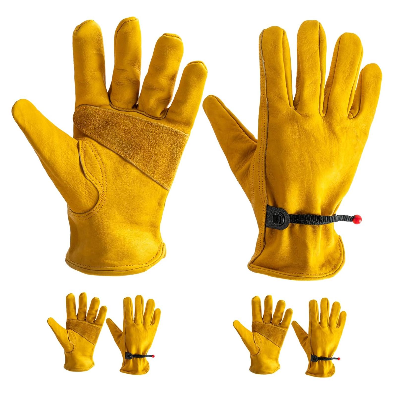 Guantes de Trabajo de Cuero Vaca Genuino Unisex 2 Pares
