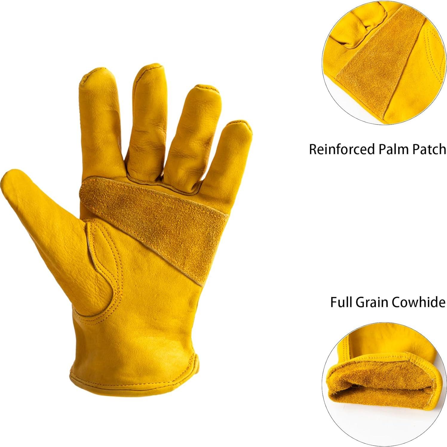 Guantes de Trabajo de Cuero Vaca Genuino Unisex 2 Pares