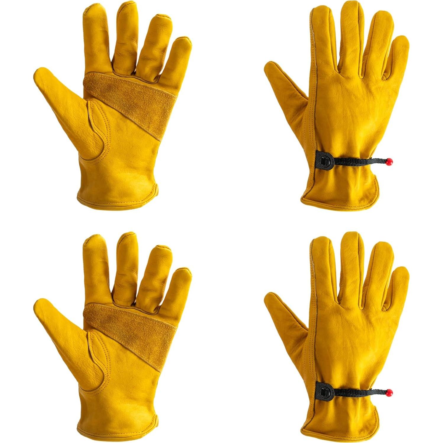 Guantes de Trabajo de Cuero Vaca Genuino Unisex 2 Pares