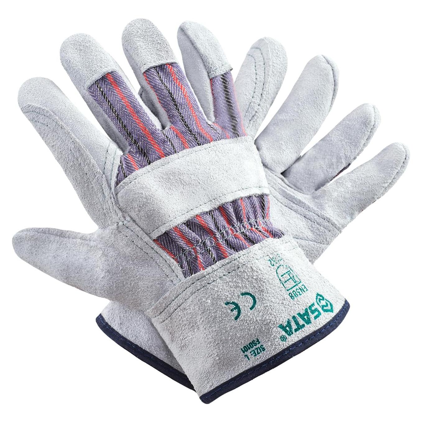 Guantes de Trabajo SATA de Cuero Doble Capa L para Jardinería