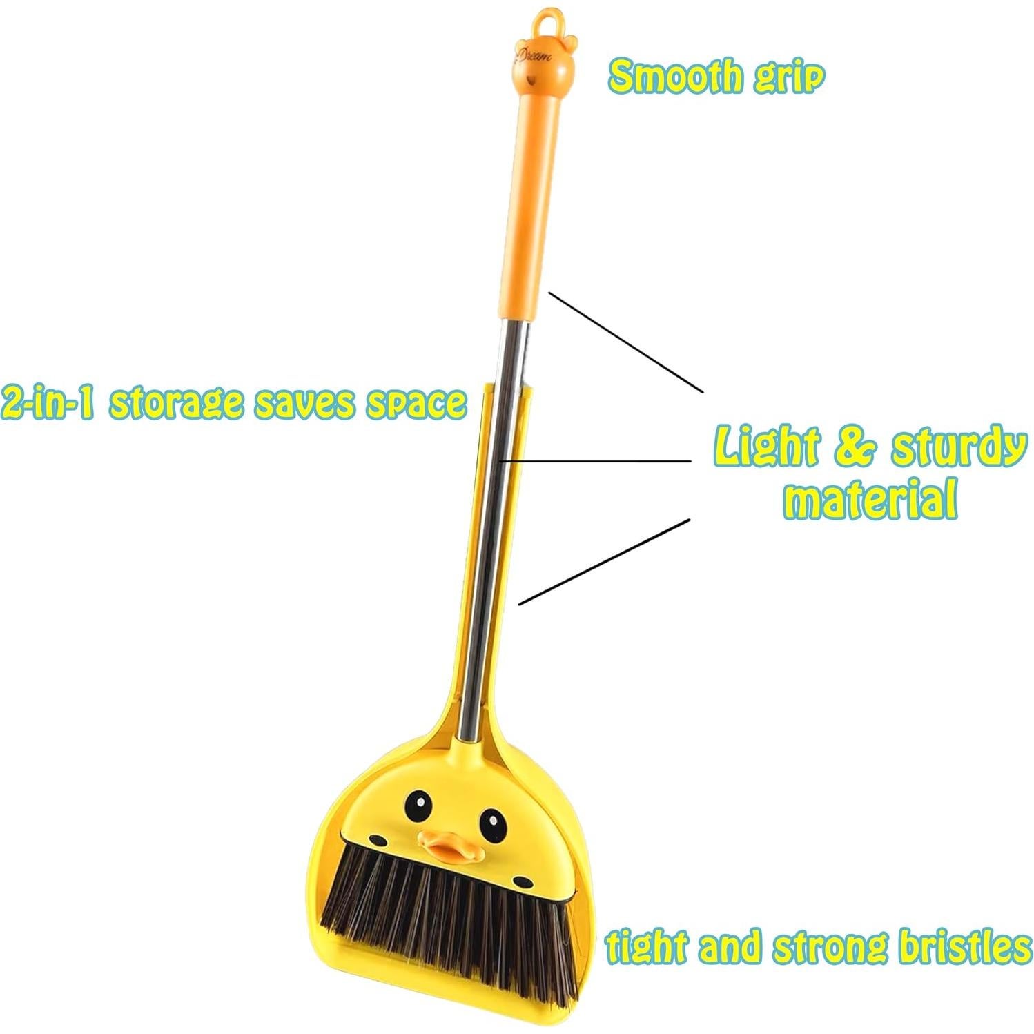 Juego de Escoba y Recogedor Mini VIPAMZ para Niños - Pato Amarillo
