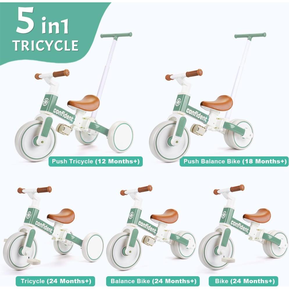 Triciclo para Niños XIAPIA 5 en 1 Verde, 1-8 Años