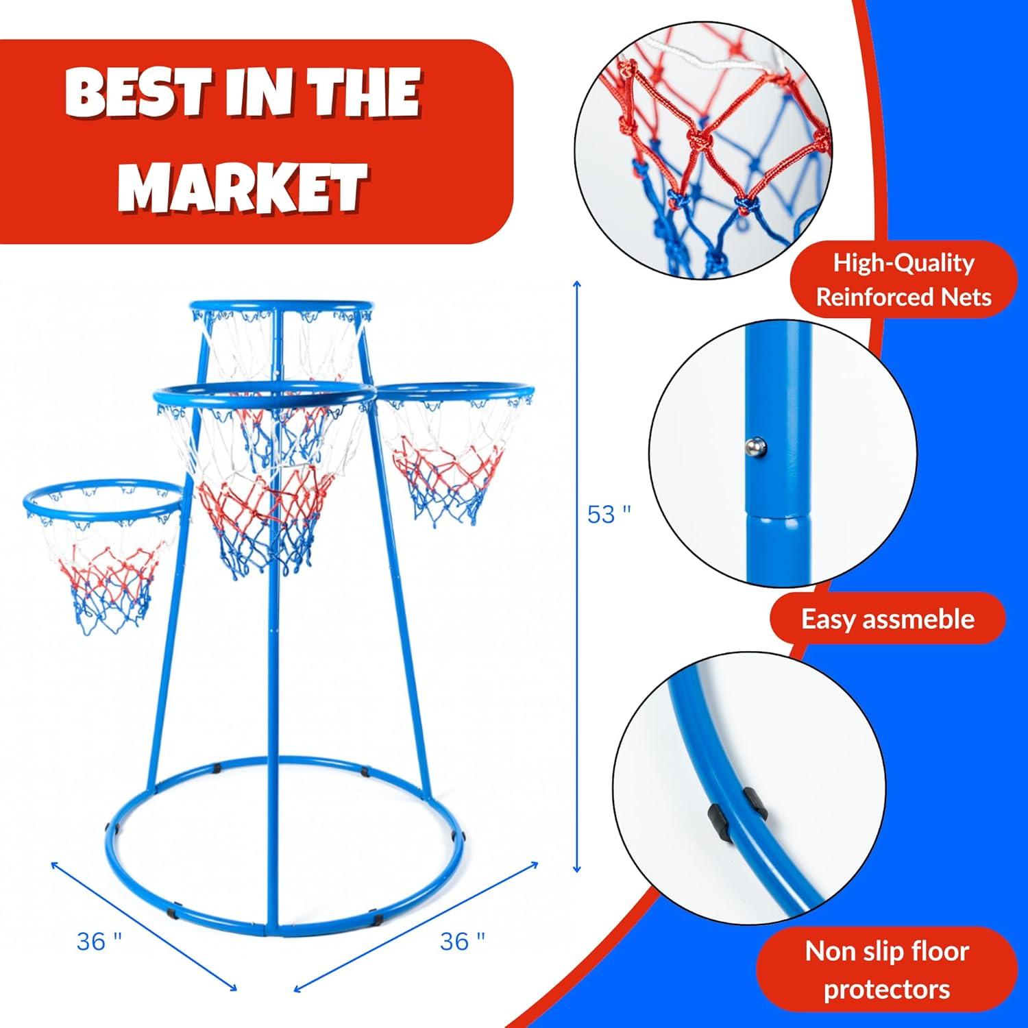 Set de Baloncesto Activejoy AJ04 para Niños - 4 Aros Ajustables