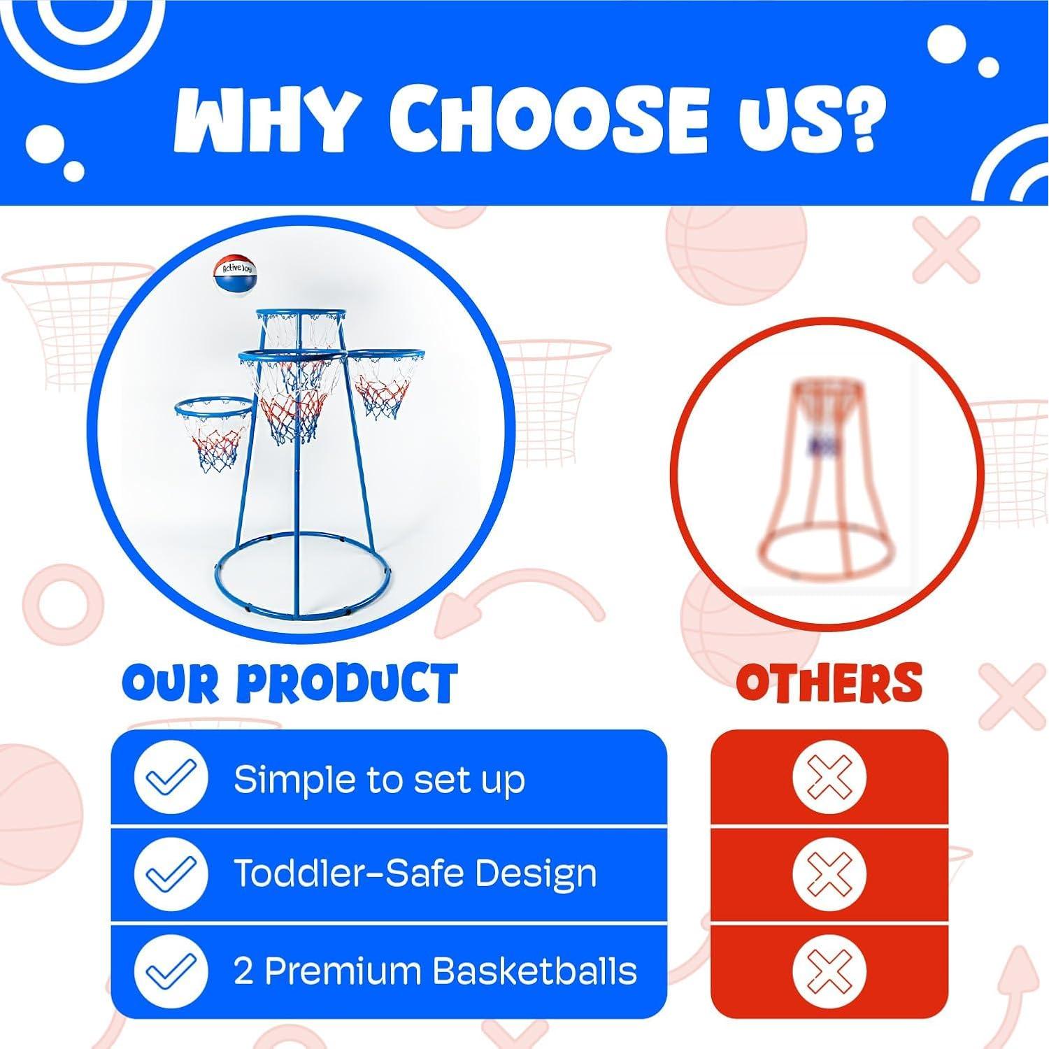 Set de Baloncesto Activejoy AJ04 para Niños - 4 Aros Ajustables