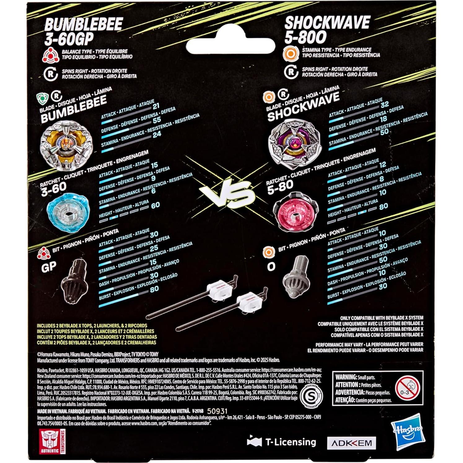 Beyblade X Transformers Bumblebee vs Shockwave 2 Peonzas