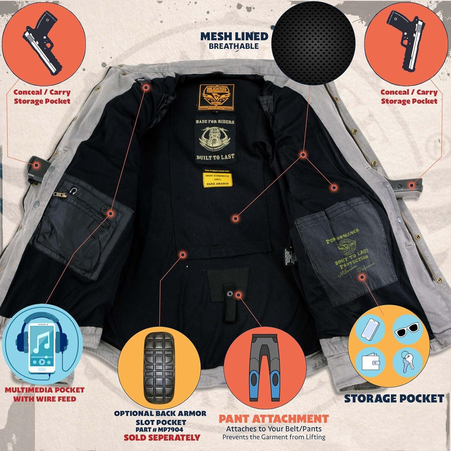 Camisa de Motociclista de Franela Negra Milwaukee MPM1620 Mediana