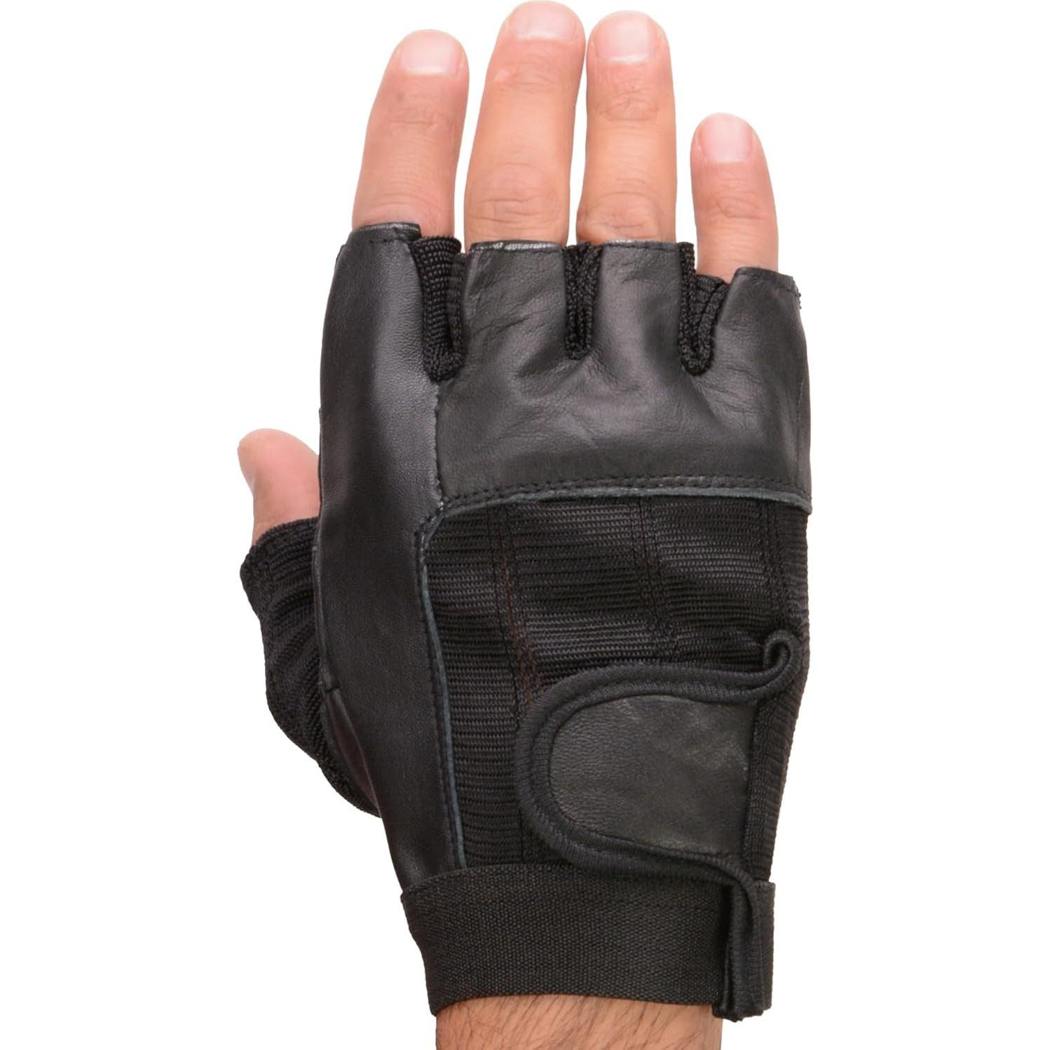 Guantes sin dedos Milwaukee Leather SH217 de cuero y malla 3XL