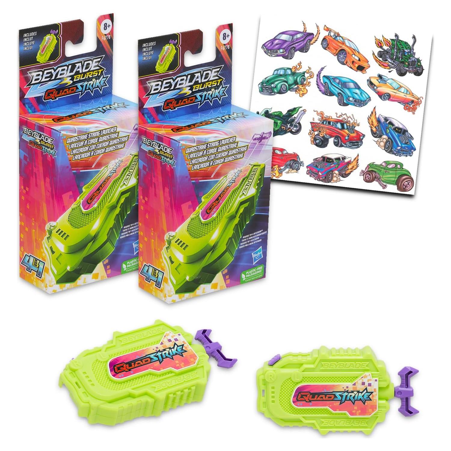 Conjunto Lanzadores Beyblade Doble Hasbro Quad Strike 2 Unidades