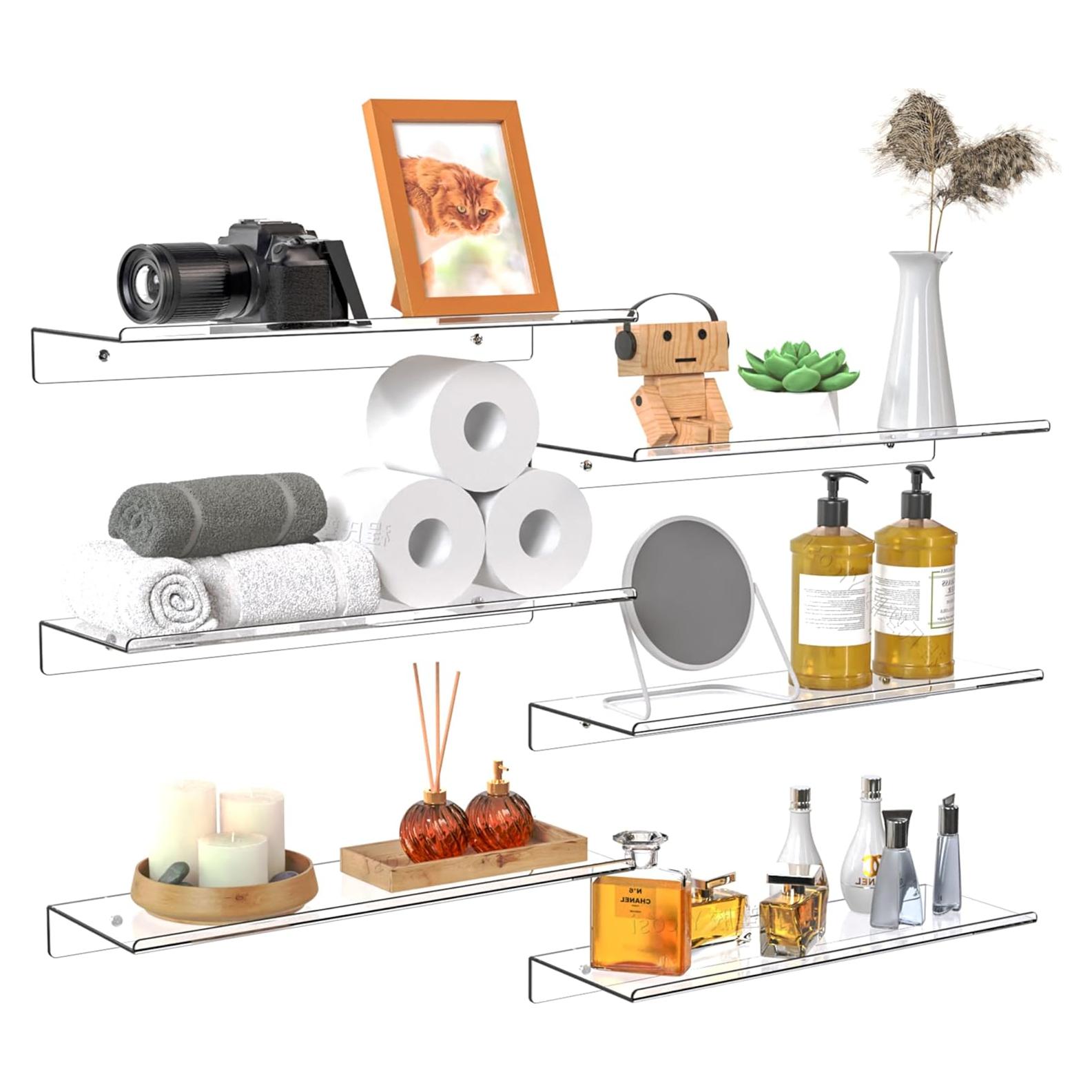 Estante Flotante Acrílico Transparente Cq 6 Piezas 40x14 cm