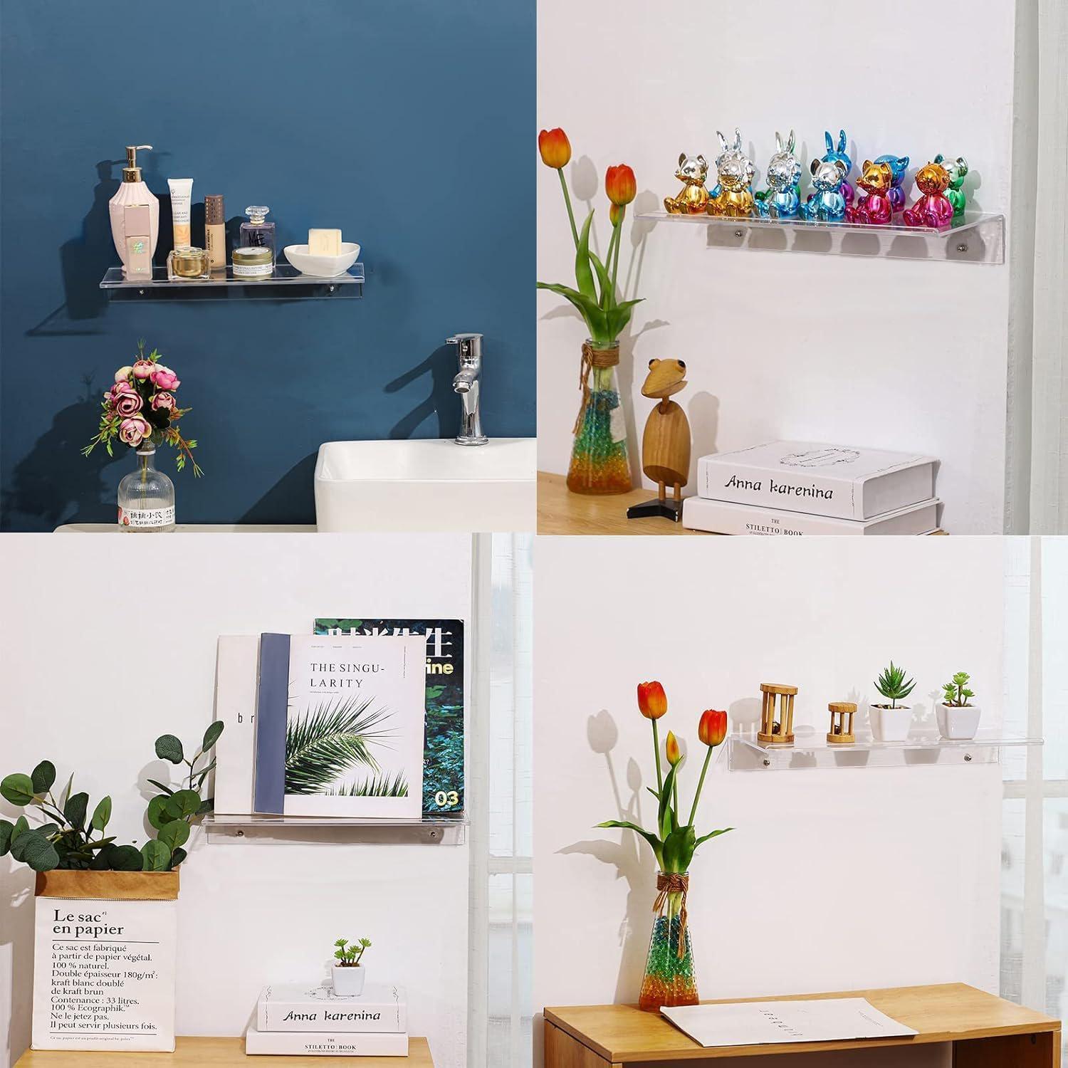 Estante Flotante Acrílico Transparente Cq 6 Piezas 40x14 cm