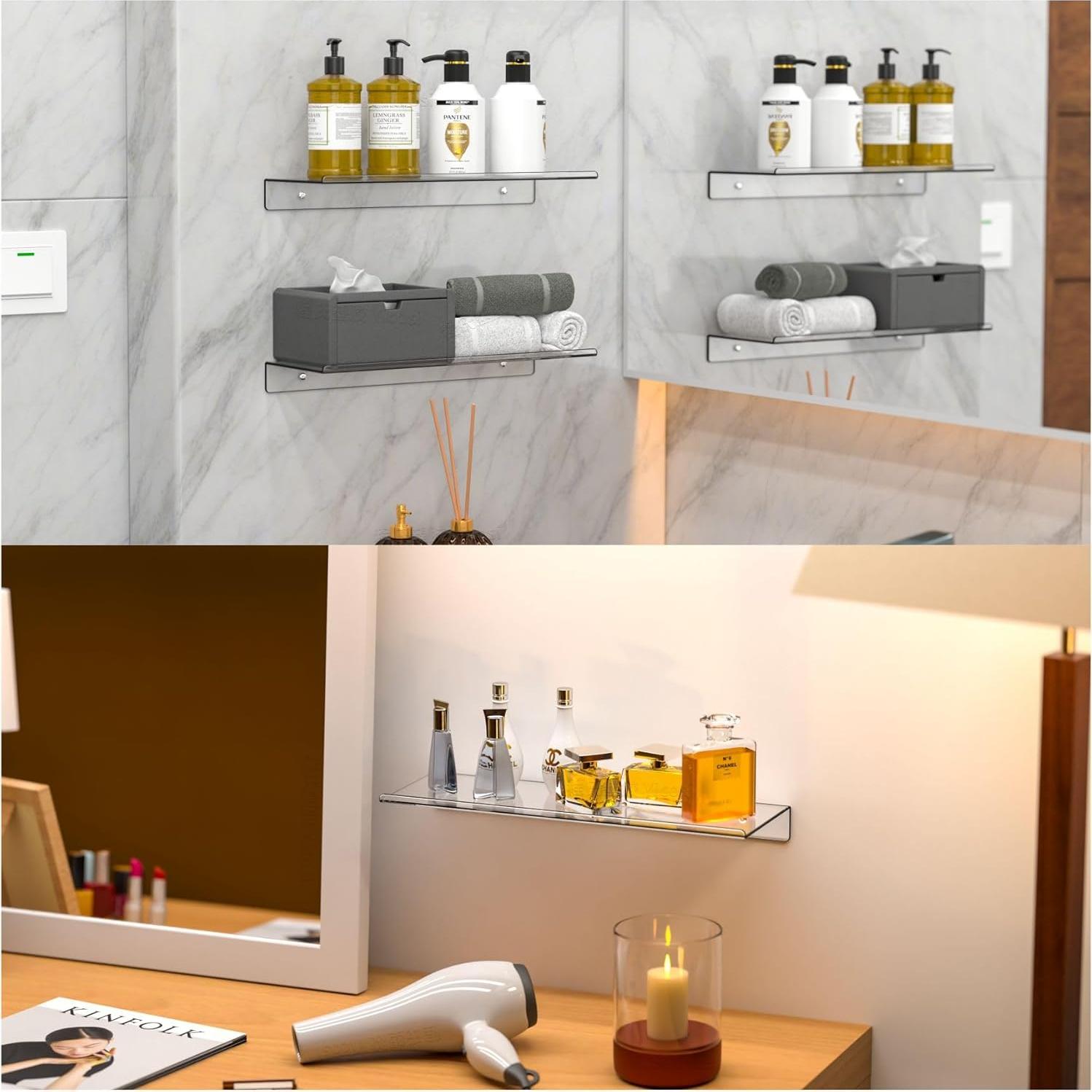 Estante Flotante Acrílico Transparente Cq 6 Piezas 40x14 cm