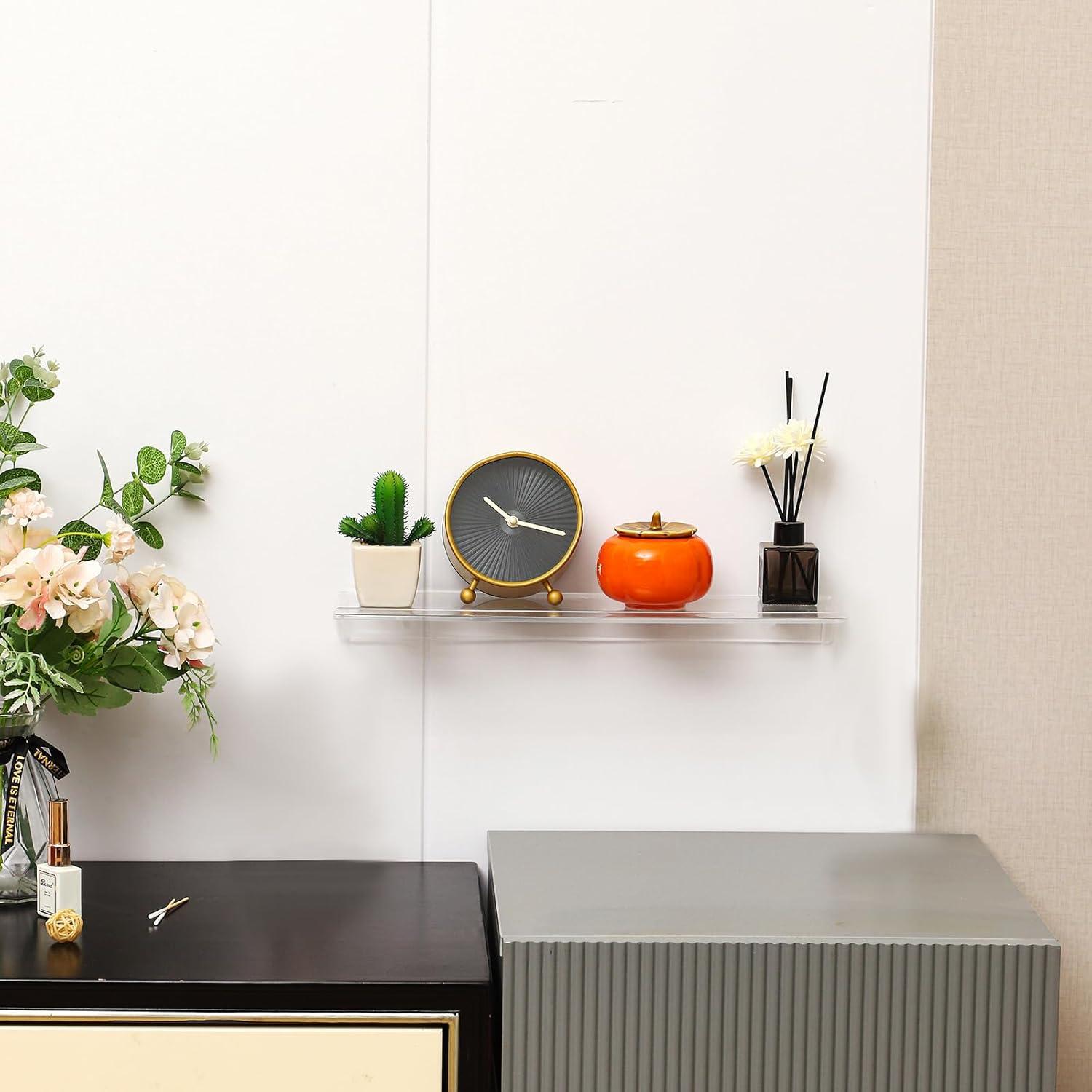 Estante Flotante Acrílico Transparente Cq 6 Piezas 40x14 cm