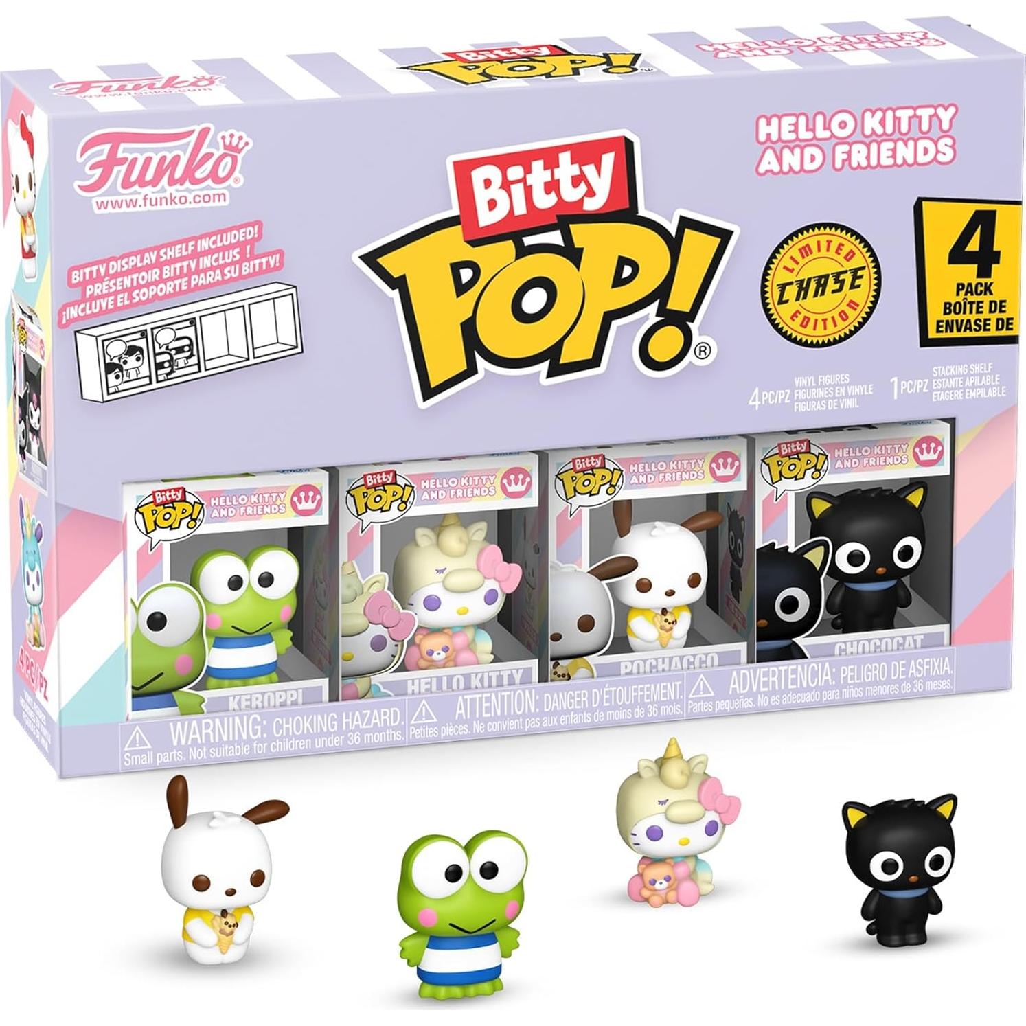 Funko Pop! Bitty Sanrio - Keroppi, Hello Kitty, Pochacco - 4 Figuras