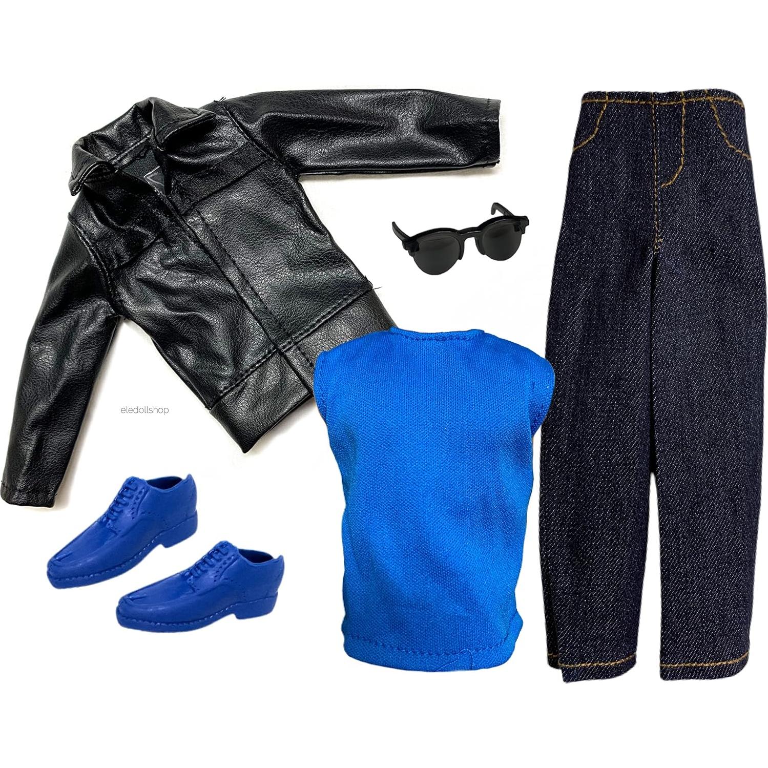 Conjunto de Ropa para Muñeco Ken Eledoll 30 cm - Chaqueta, Jeans y Gafas