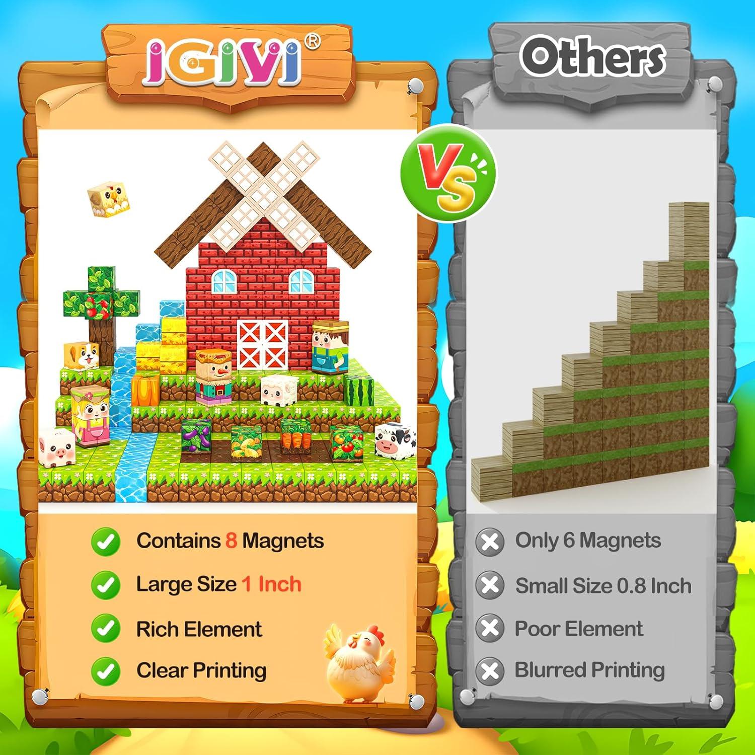 Bloques Magnéticos IGIVI 100PCS Granja Coloridos 2.54cm