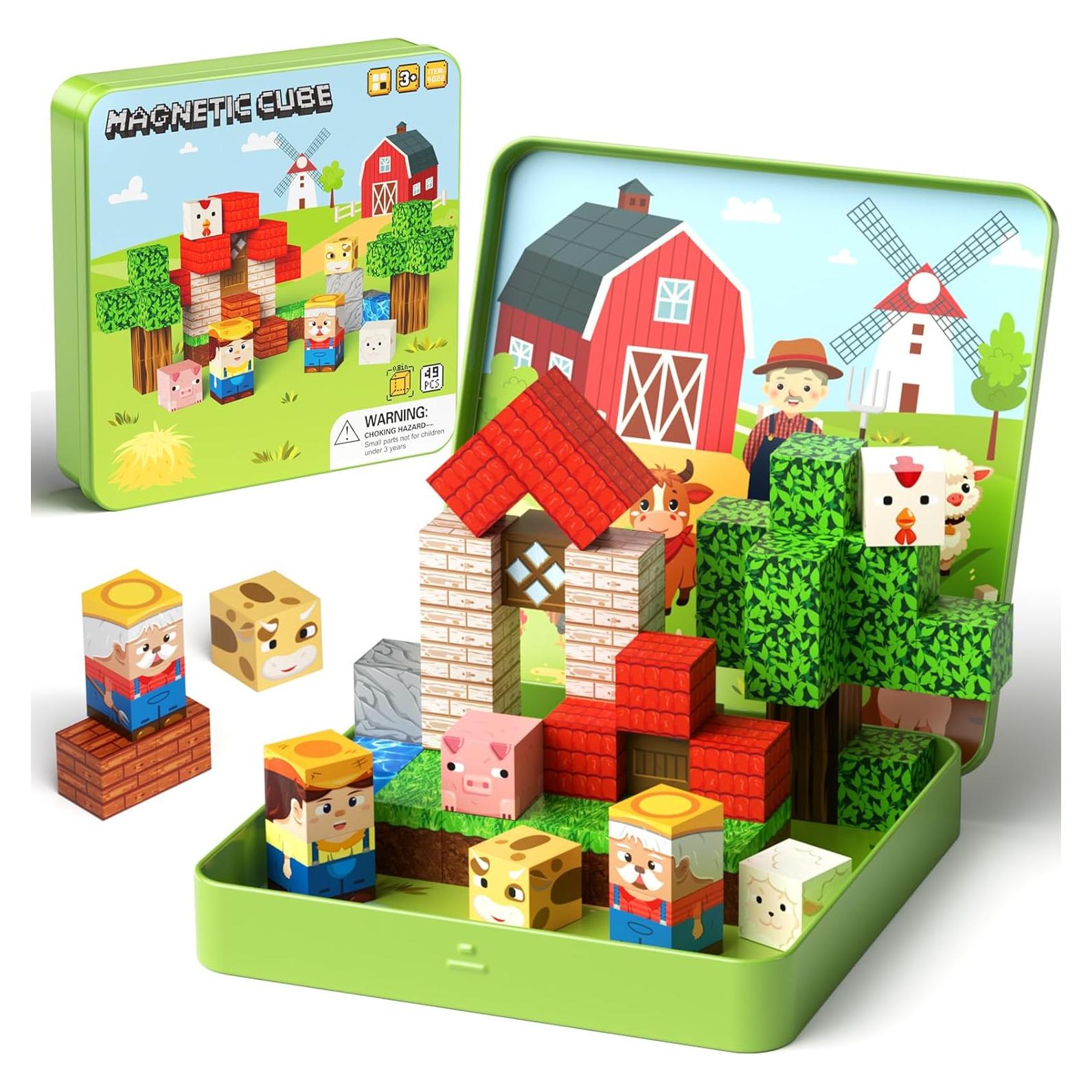 Juego de Bloques Magnéticos de Animales de Granja - 49 PZS