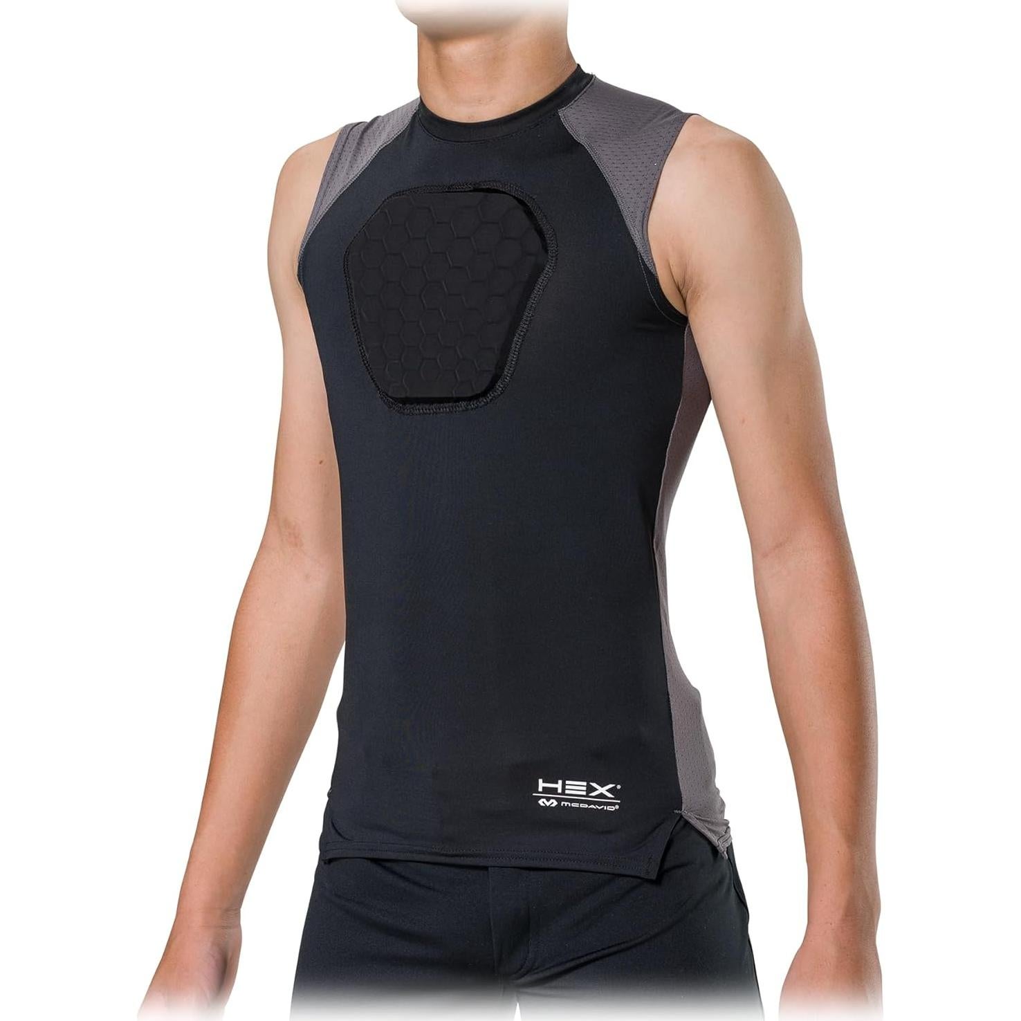 Camiseta de Compresión con Protector de Pecho McDavid Negro X-Pequeño