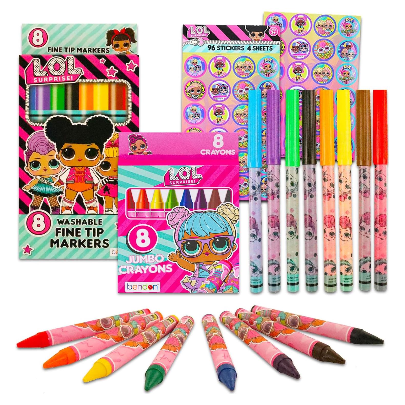Conjunto de Colorear LOL Surprise - 8 Marcadores y 8 Crayones Jumbo