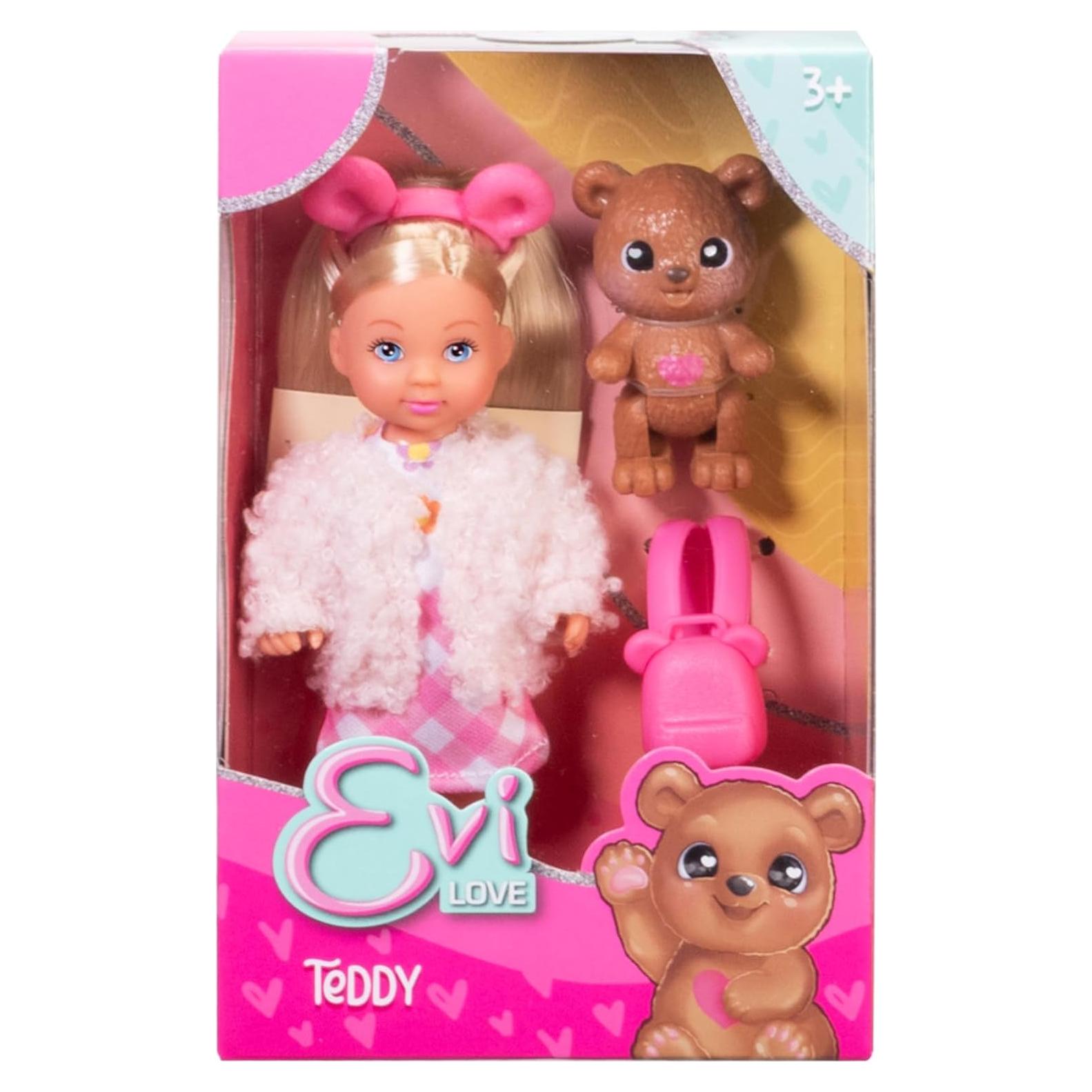 Muñeca Evi Love Teddy 12 cm con Chaqueta y Mochila - Simba