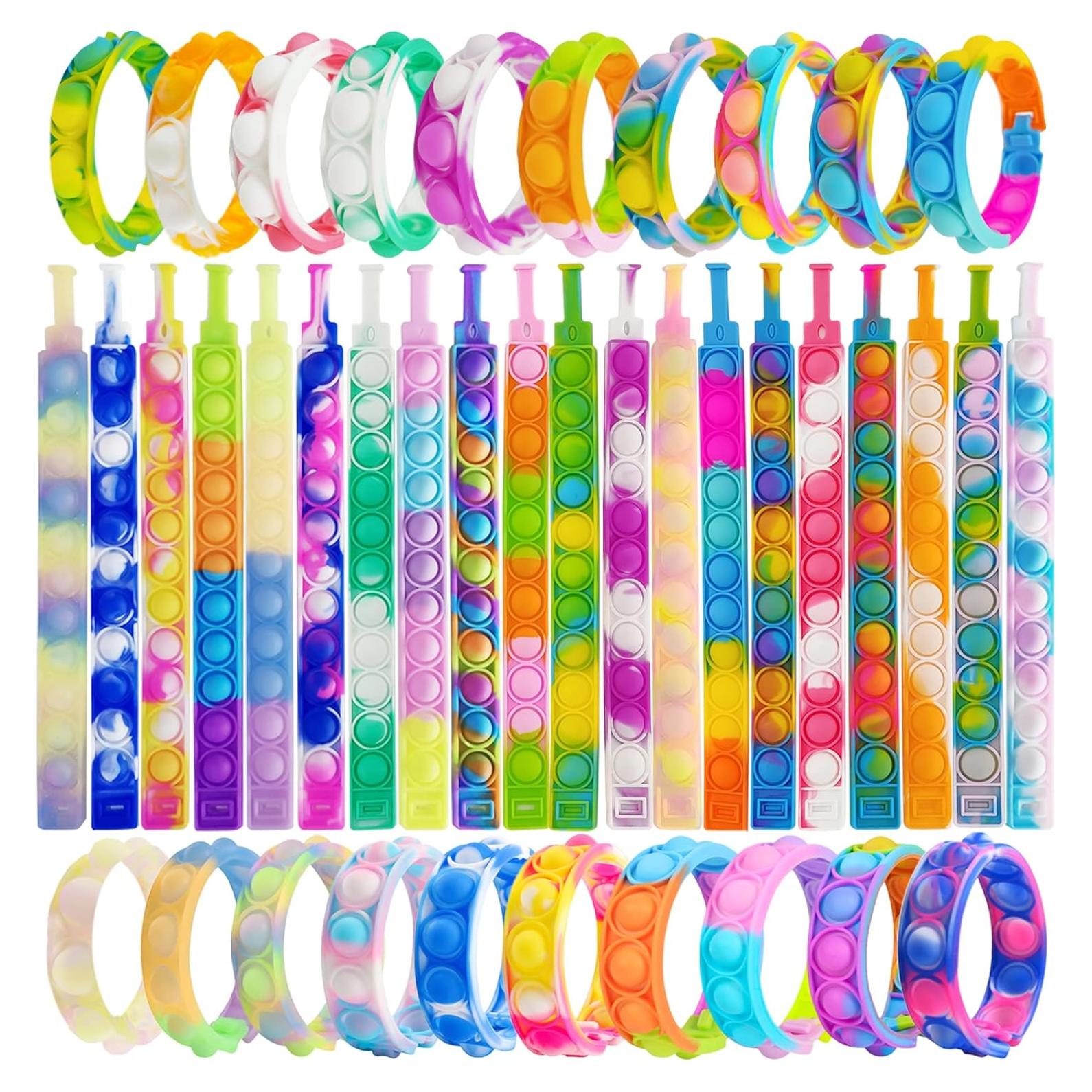 60 Pulseras Fidget Pop de Silicona IERKEIE para Alivio de Estrés