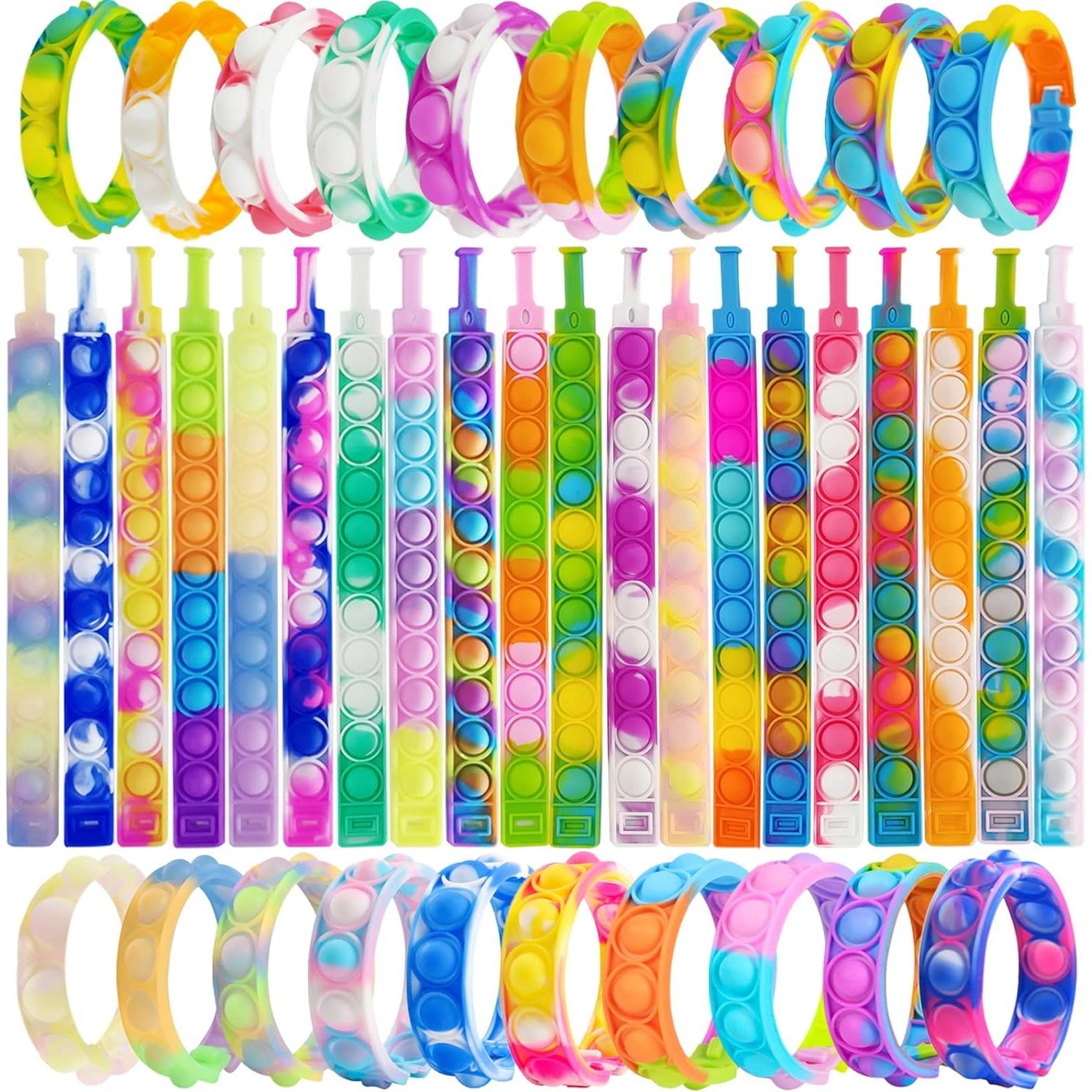 60 Pulseras Fidget Pop de Silicona IERKEIE para Alivio de Estrés