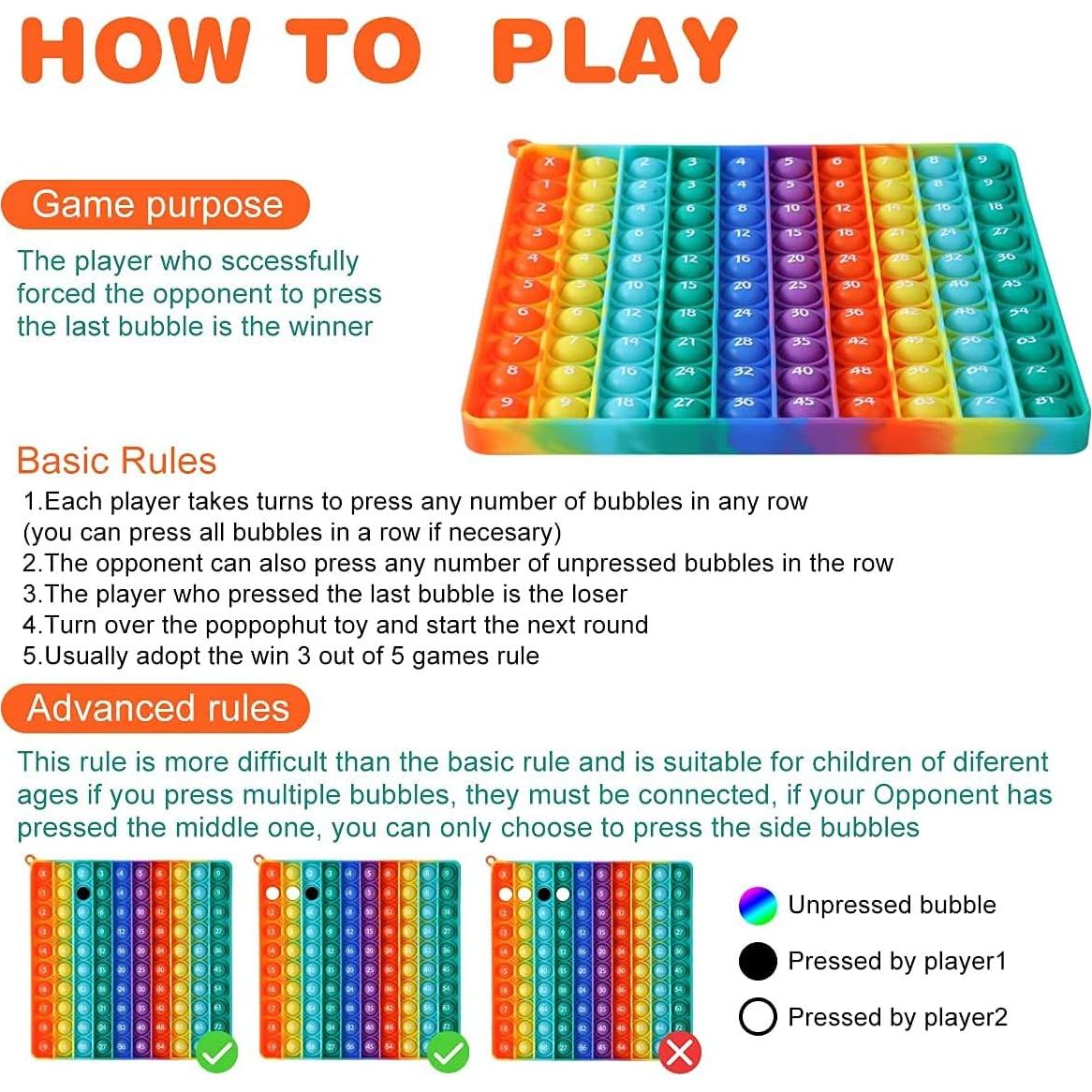 Juguete Antiestrés P0PP Grande DK-SIMINA 20x20 cm Números 1-100