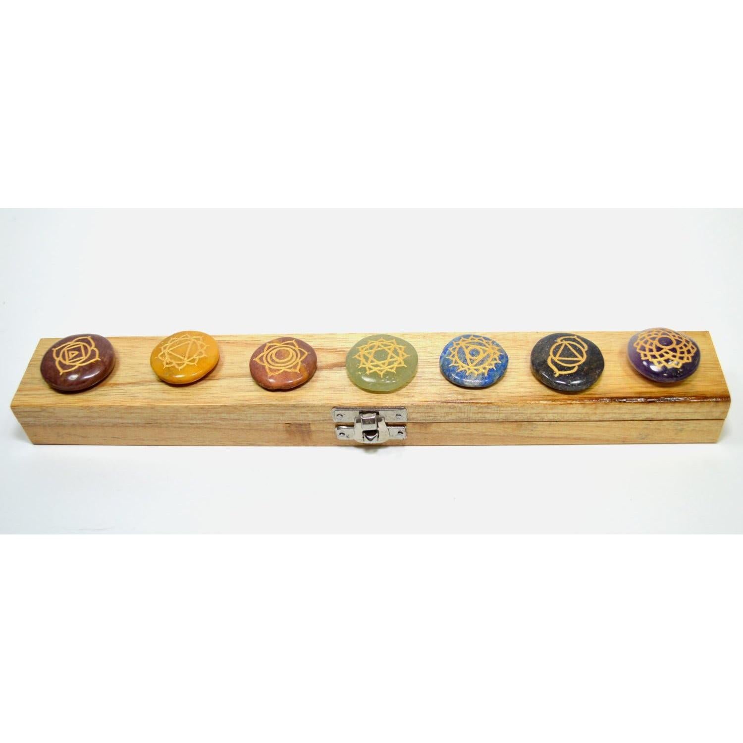 Conjunto de Discos de Cristal Chakra HQRP en Caja de Madera