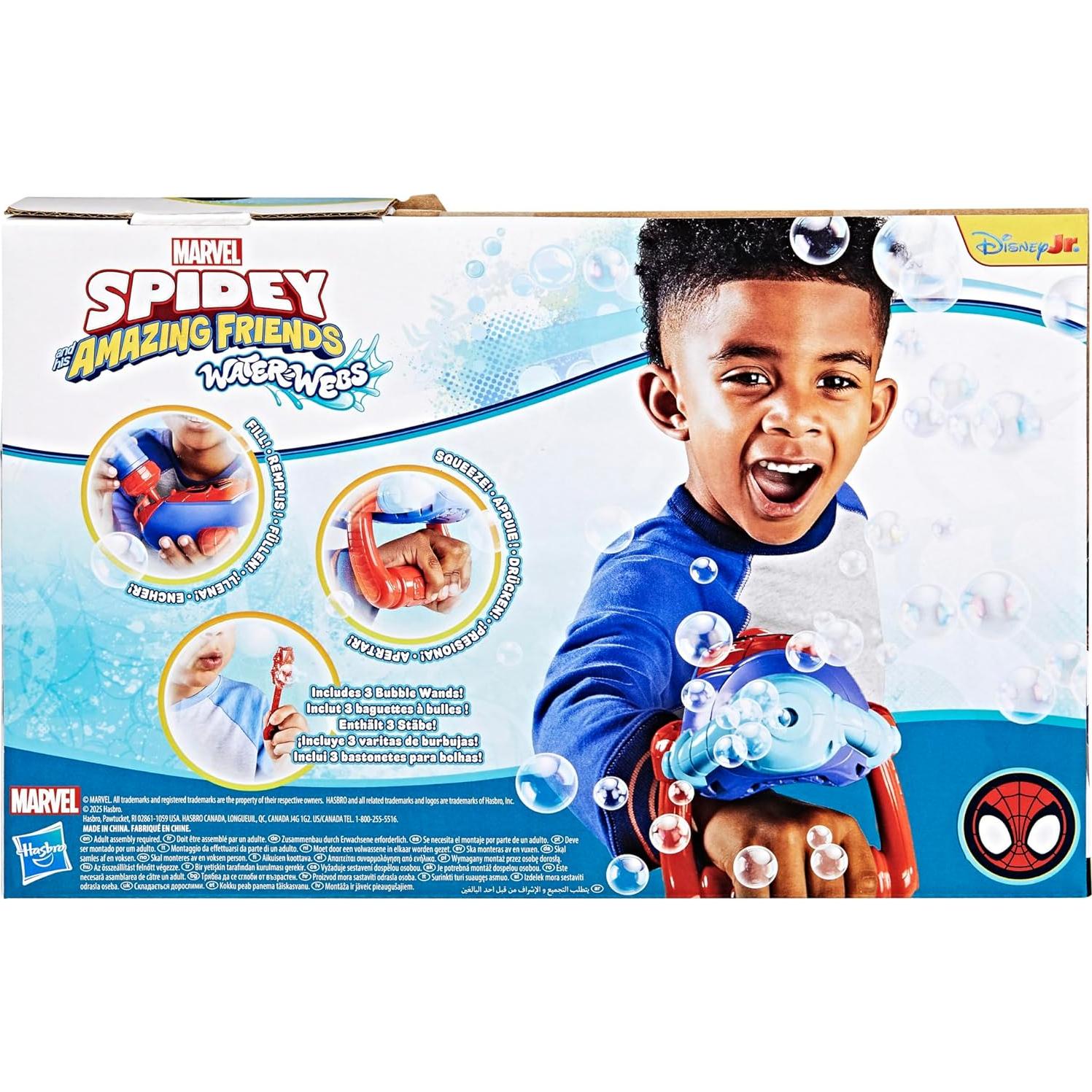 Lanzador de Burbujas Electrónico Marvel Spidey 3 Varitas