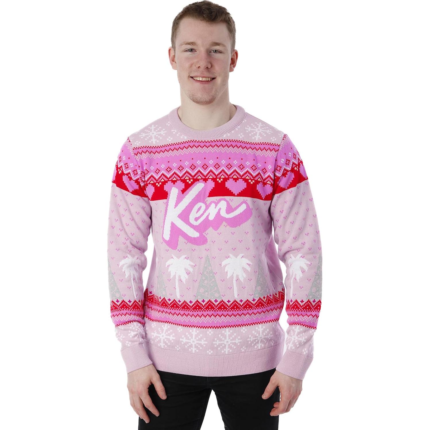 Suéter Navideño Rosa Barbie Ken para Hombres - X-Large