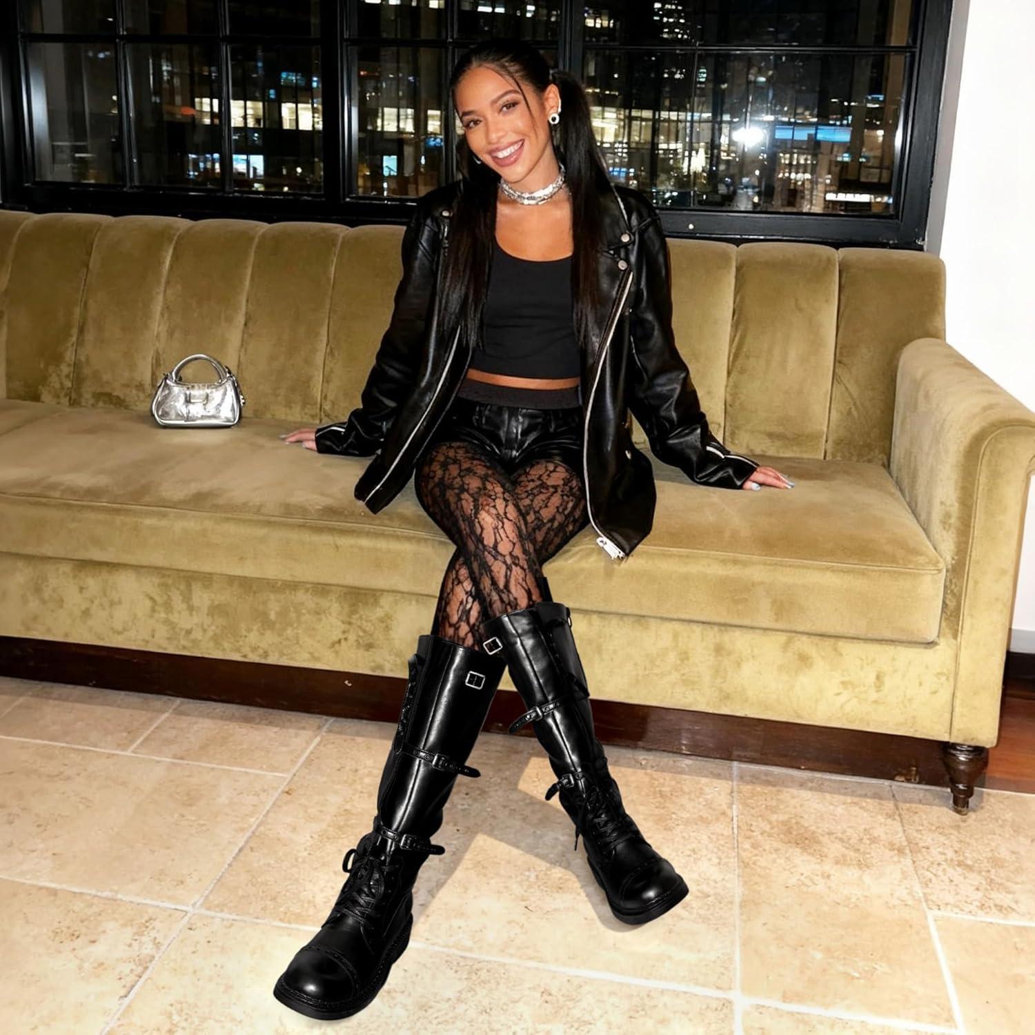 Botas Altas de Mujer Dream Pairs con Cremallera y Hebillas