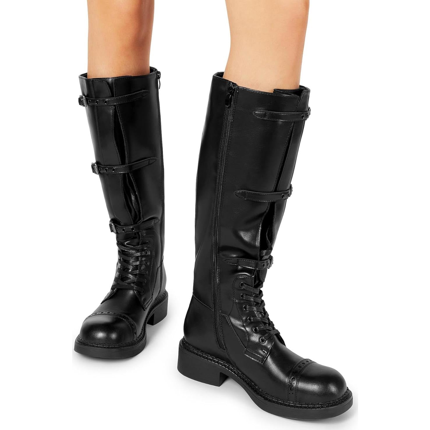 Botas Altas de Mujer Dream Pairs con Cremallera y Hebillas