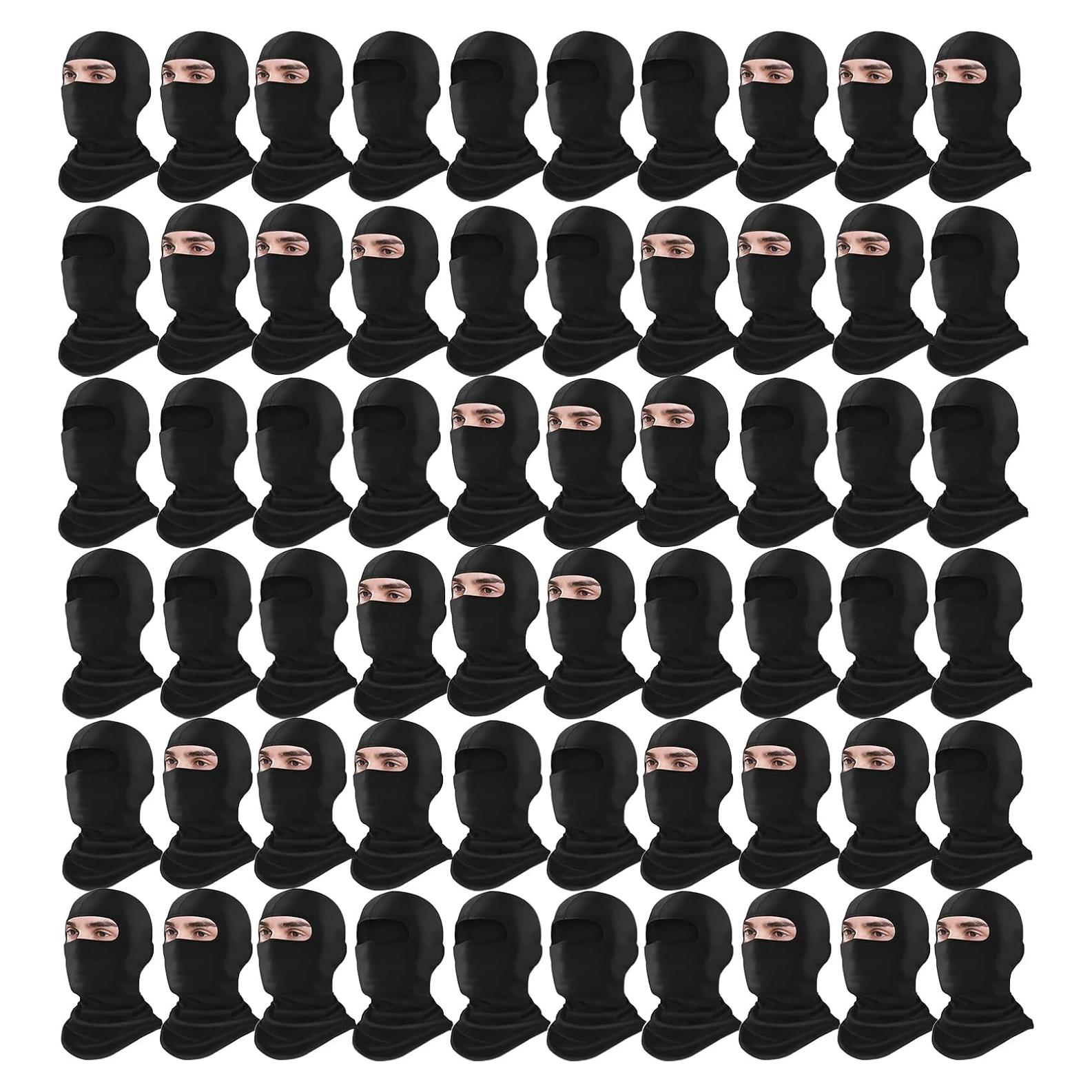 Paquete de 60 Balaclavas Negras Xeoxarel para Hombres y Mujeres