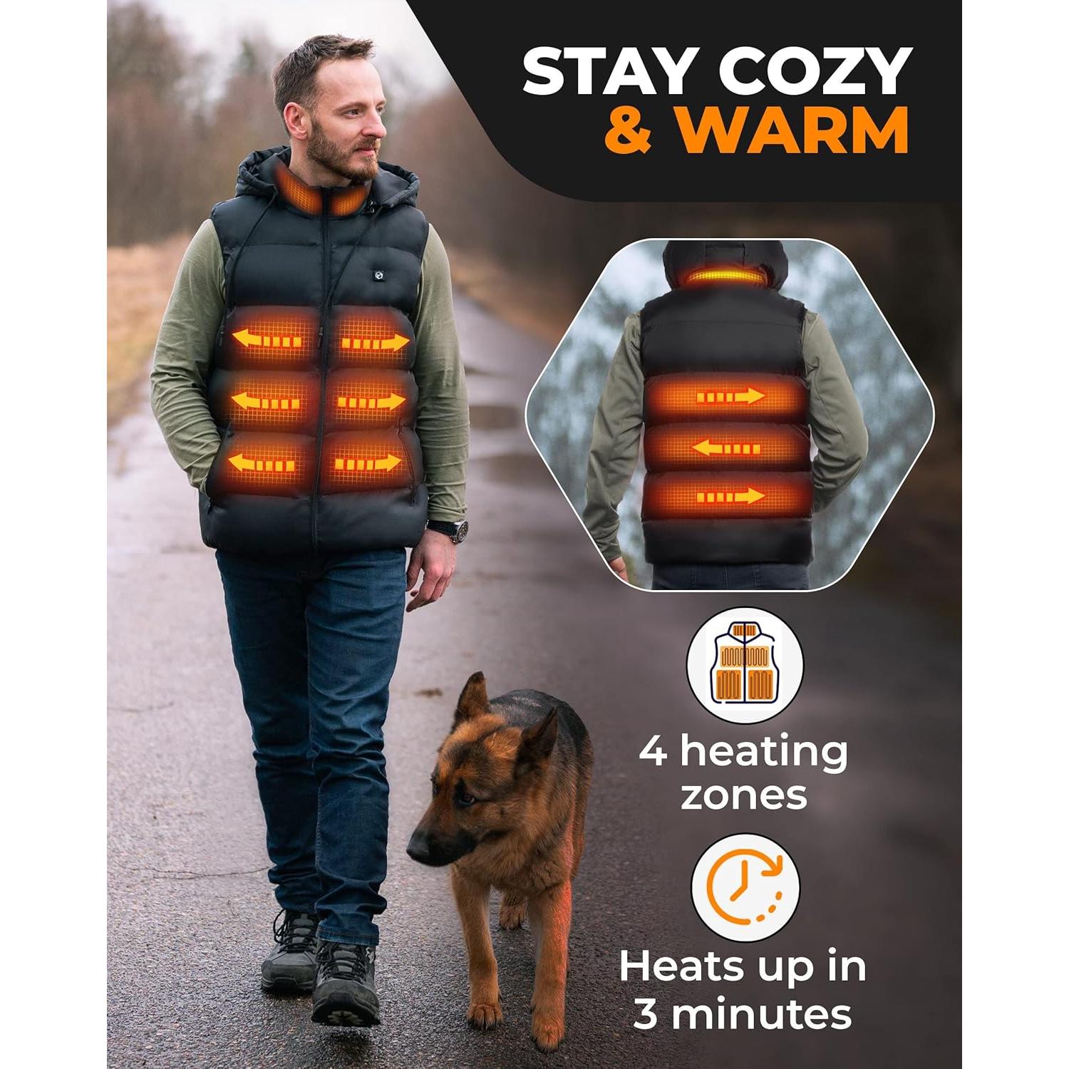 Chaleco Térmico Ligero Foxelli para Hombre - 4 Zonas Calefacción