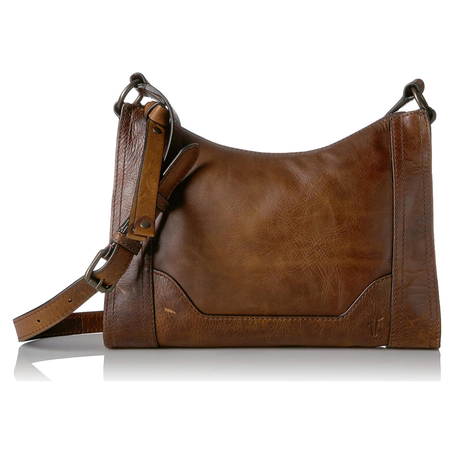 Bolso Cruzado Frye Melissa Zip de Cuero Marrón Oscuro