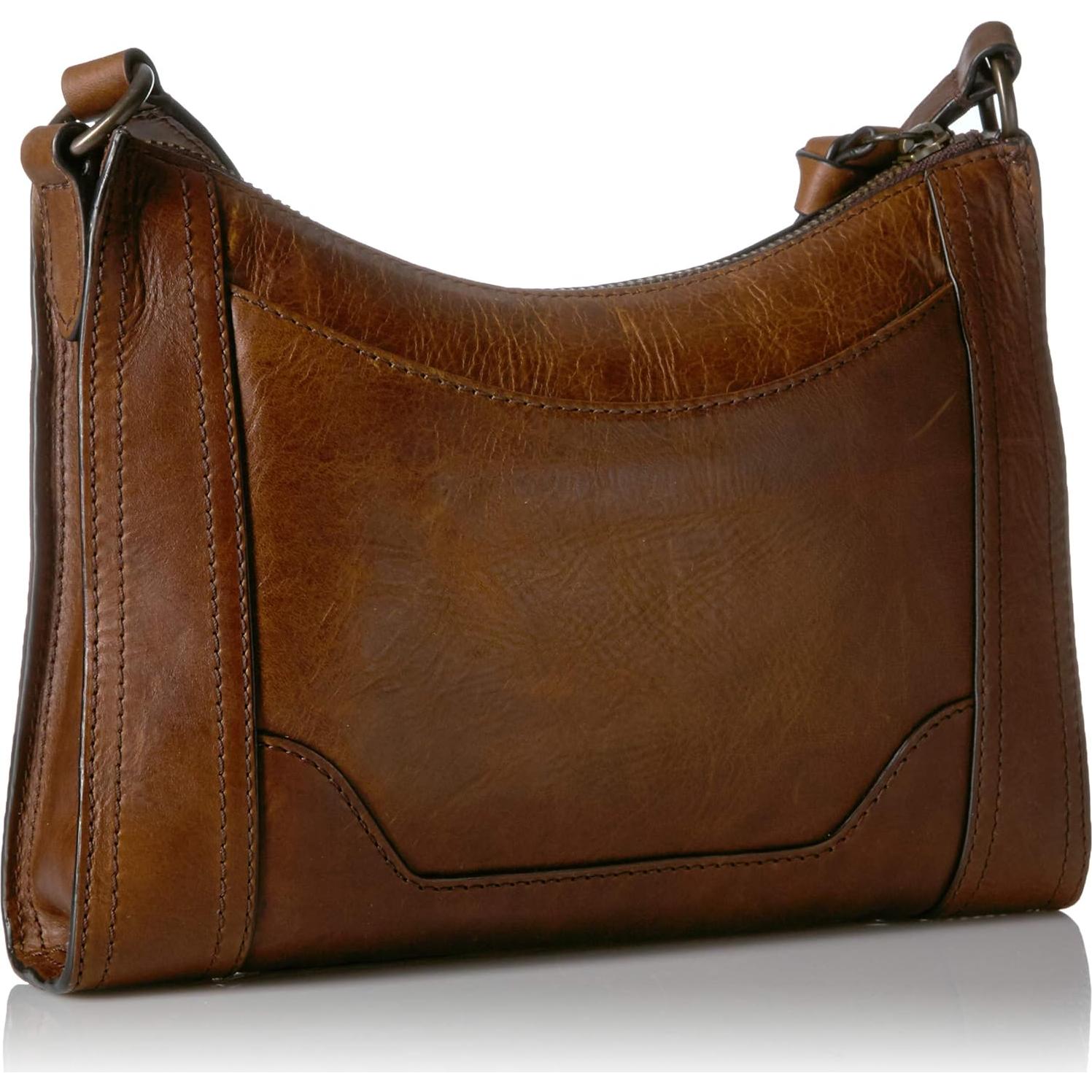 Bolso Cruzado Frye Melissa Zip de Cuero Marrón Oscuro