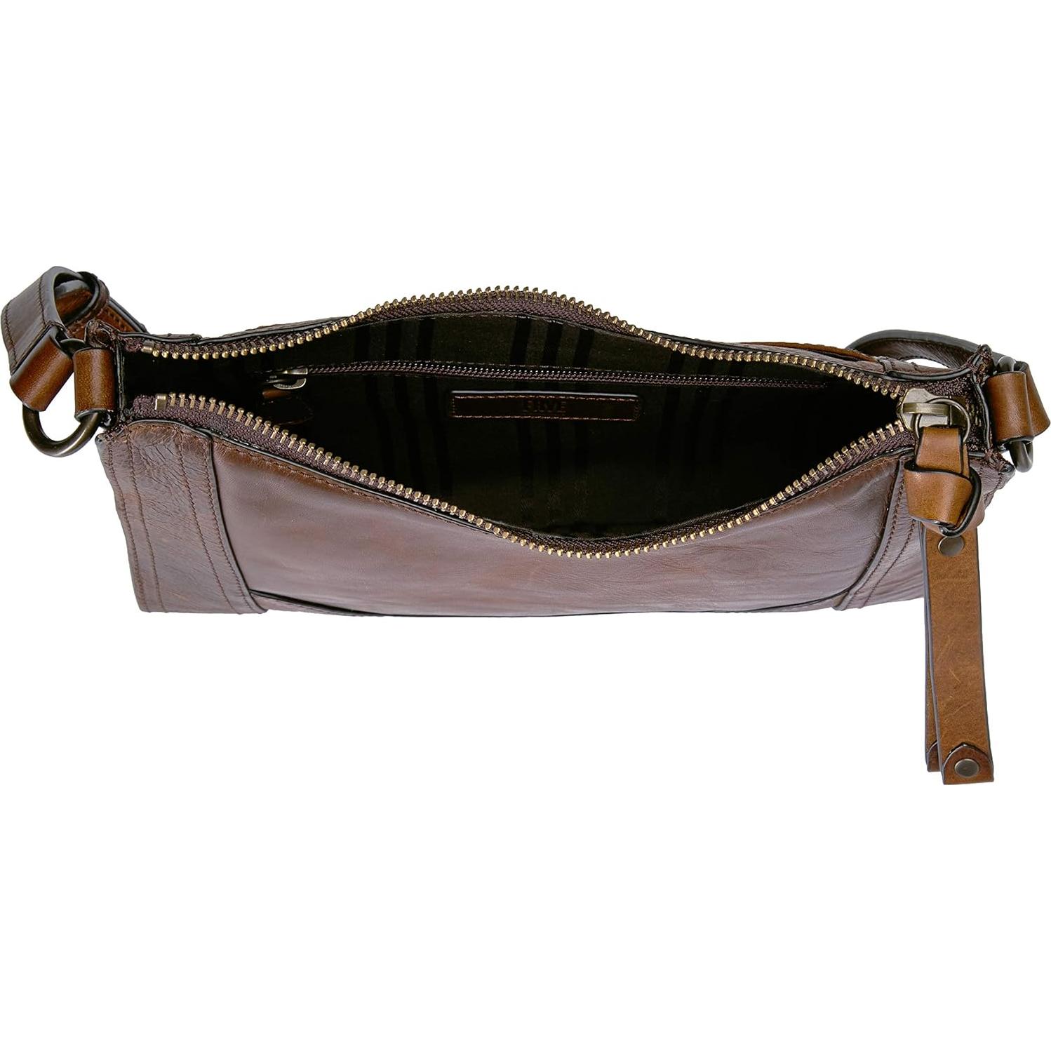 Bolso Cruzado Frye Melissa Zip de Cuero Marrón Oscuro