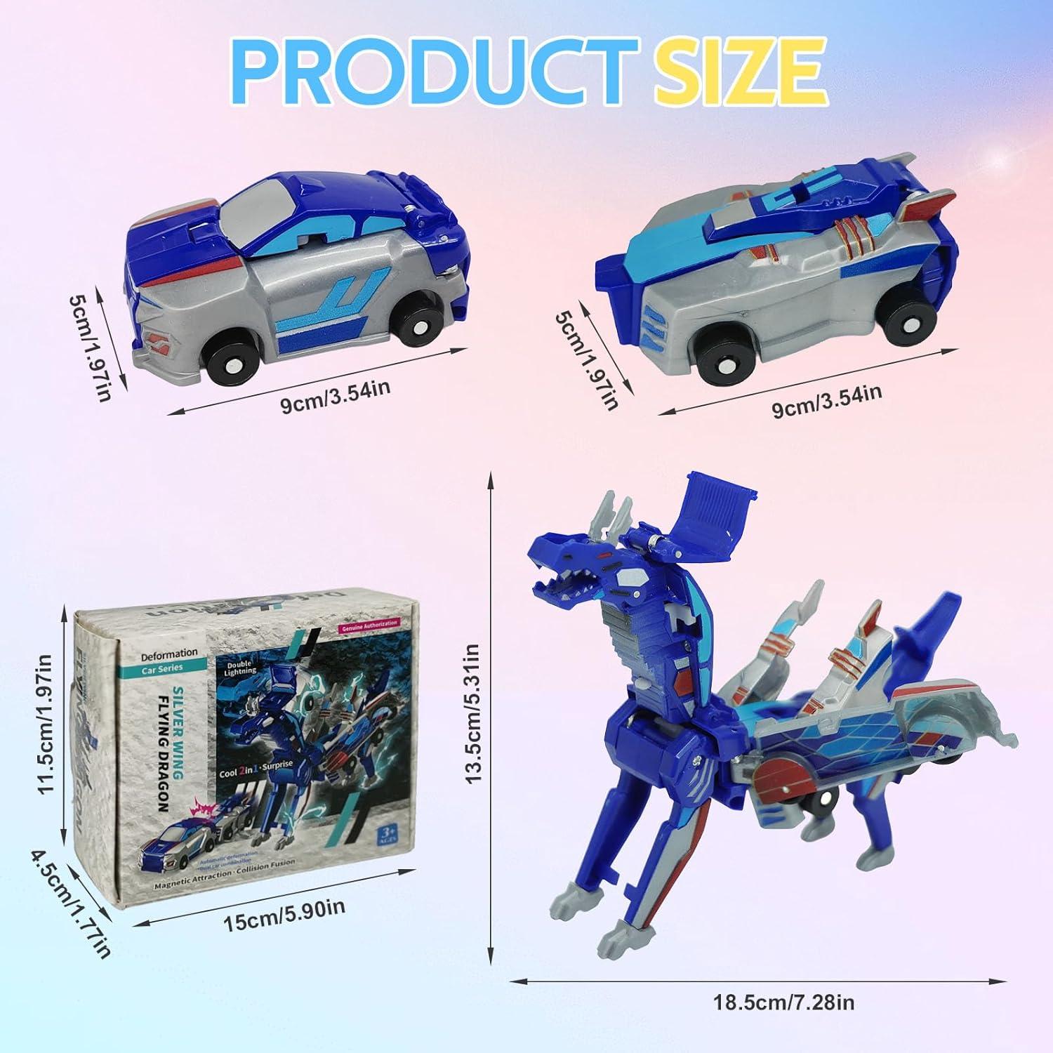 Coche Transformador Dinosaurio WIESSOC Dragón Azul 2 en 1