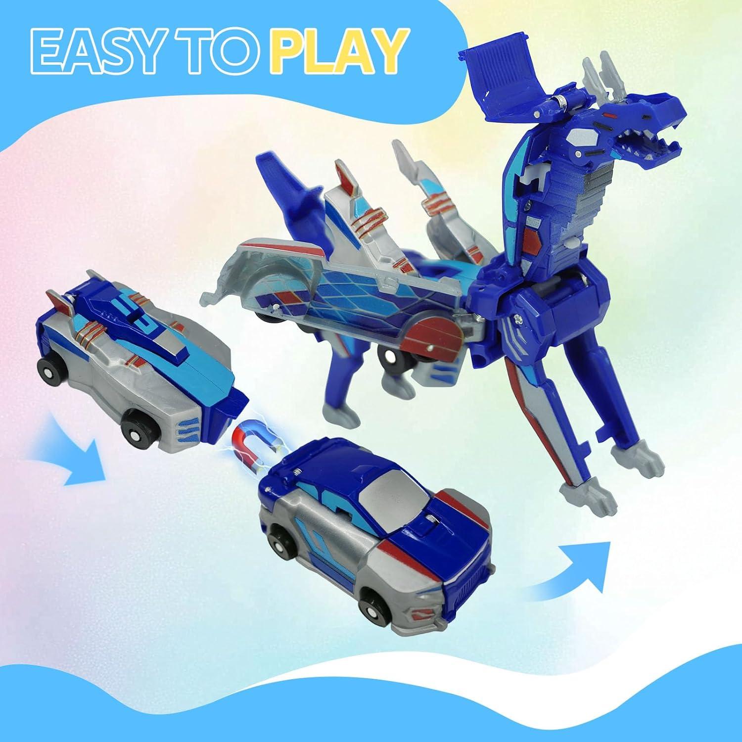 Coche Transformador Dinosaurio WIESSOC Dragón Azul 2 en 1