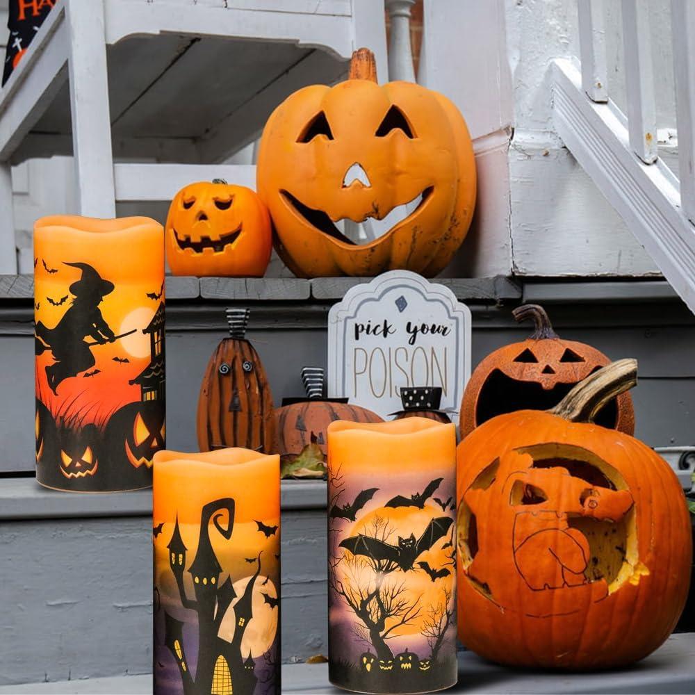 Velas LED Sin Llama DRomance Halloween 7.62x15.24cm Juego de 3