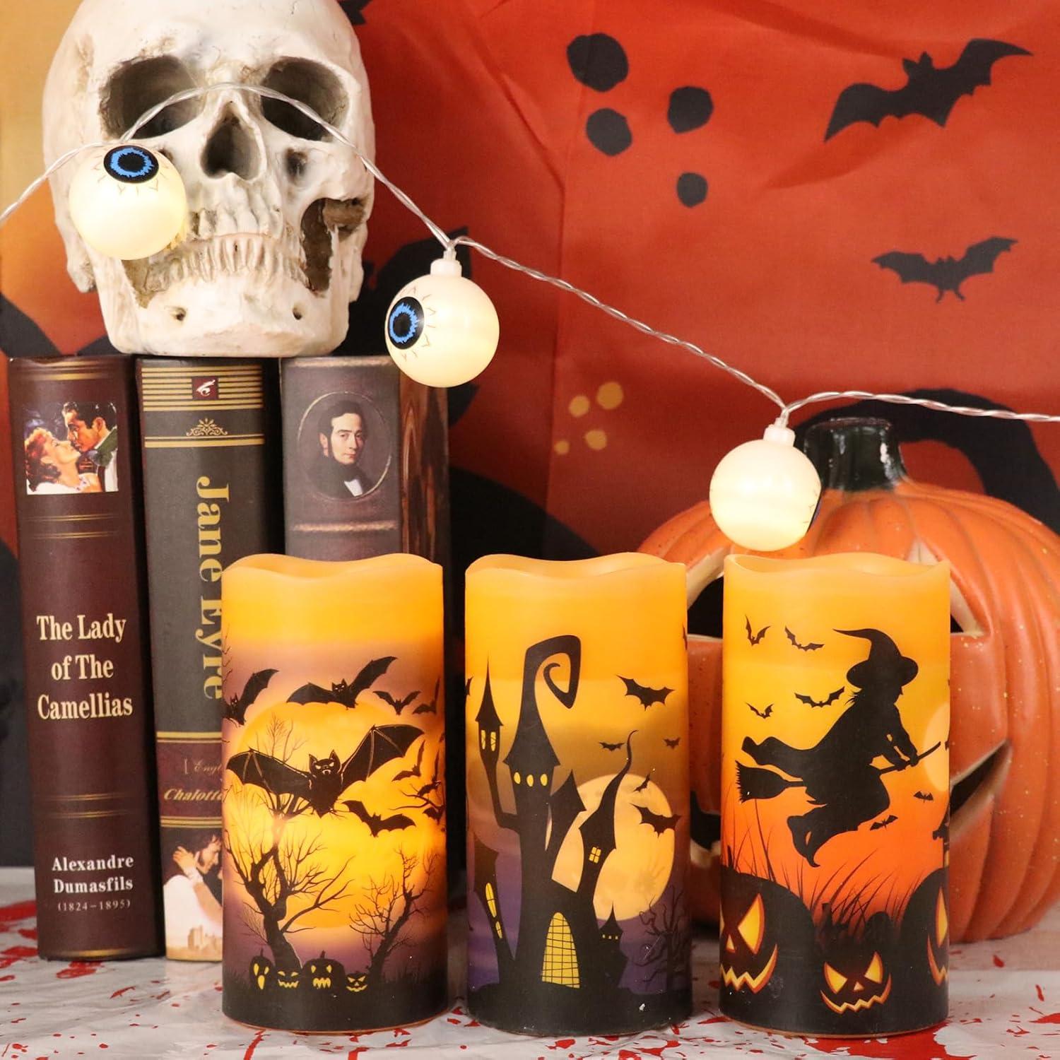Velas LED Sin Llama DRomance Halloween 7.62x15.24cm Juego de 3