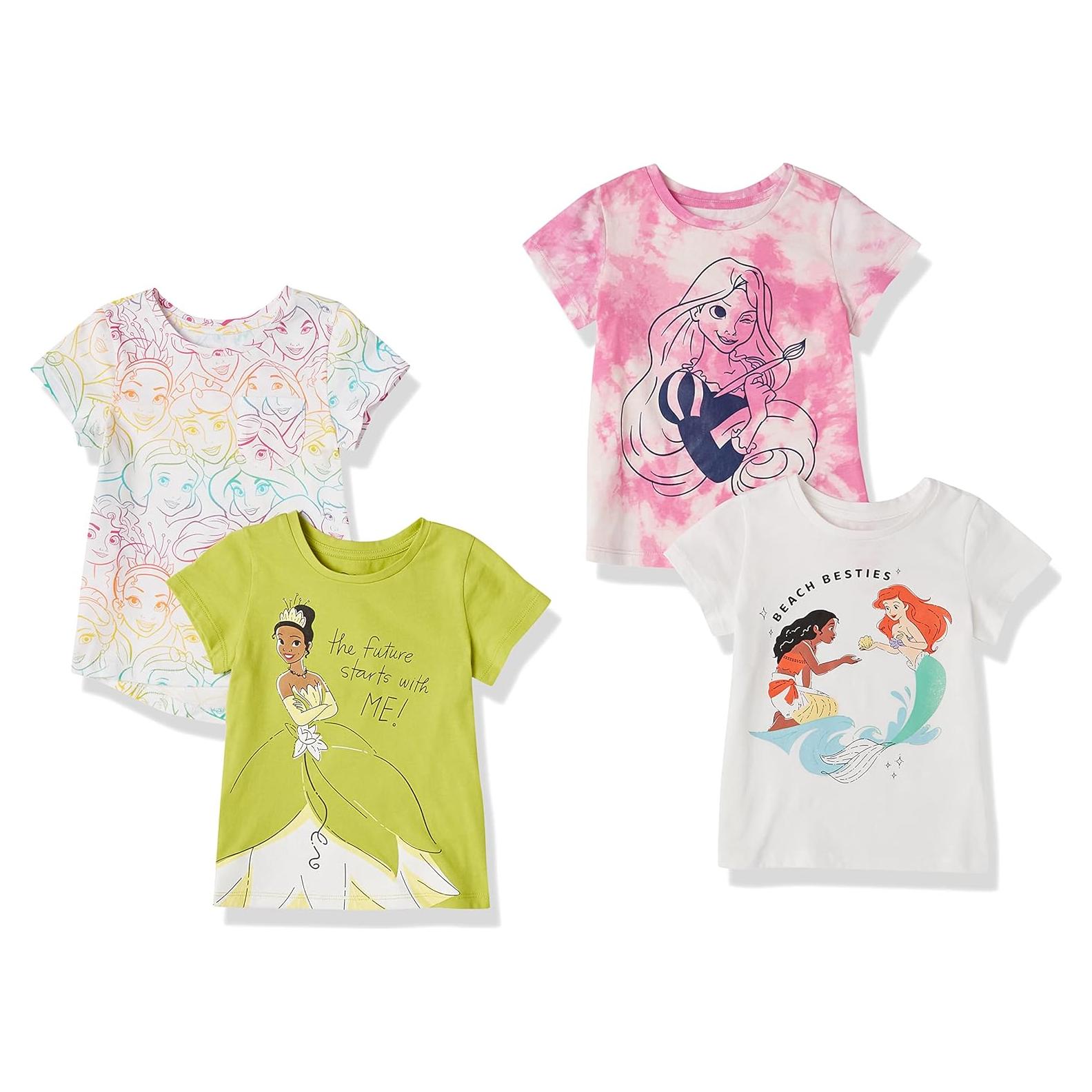 Camisetas de Manga Corta Amazon Essentials Niñas - 4 Pack Princesa