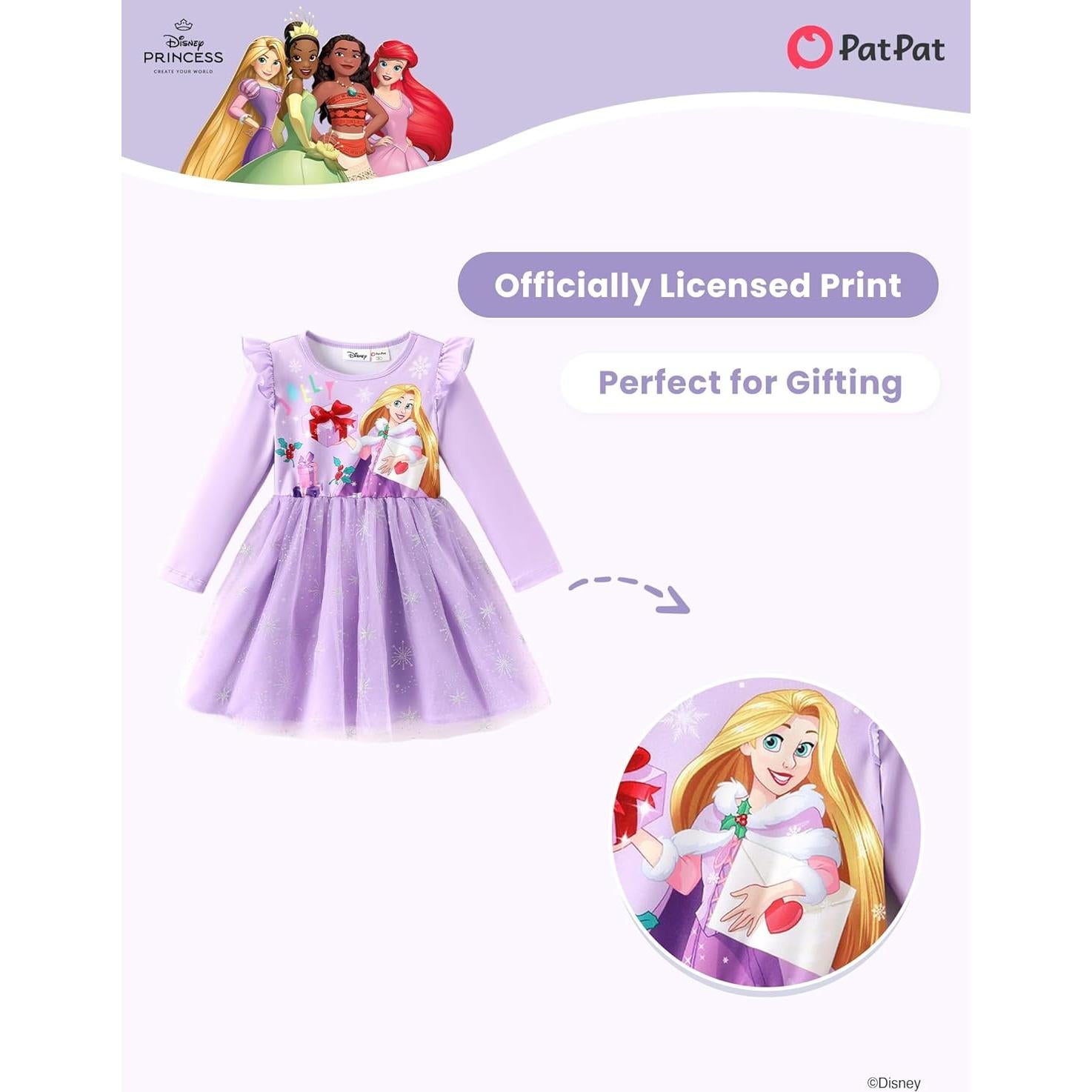 Vestido de Princesa Rapunzel Disney para Niñas 2T Púrpura