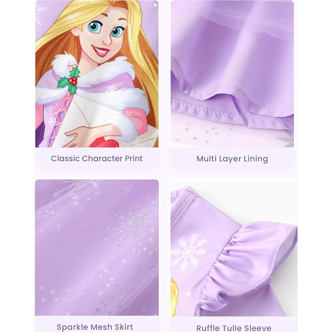 Vestido de Princesa Rapunzel Disney para Niñas 2T Púrpura