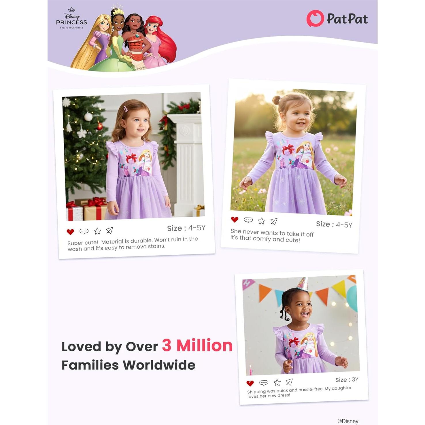 Vestido de Princesa Rapunzel Disney para Niñas 2T Púrpura