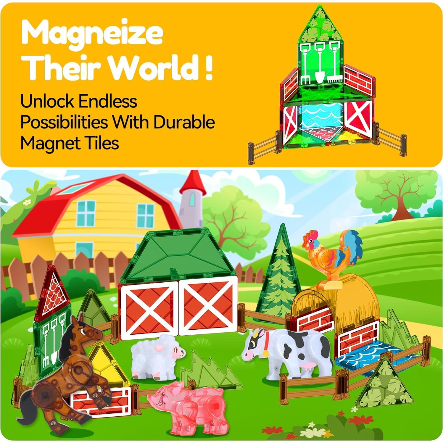 Bloques Magnéticos de Animales de Granja Oriate - 25 Piezas